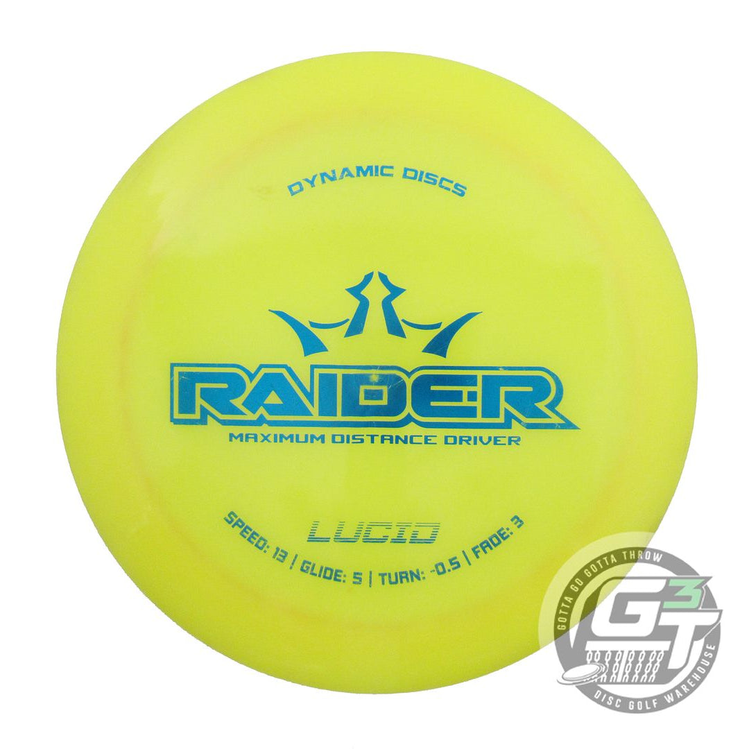 USED Dynamic Discs Lucid Raider 170g Yellow Blue Foil Distance Driver Golf Disc