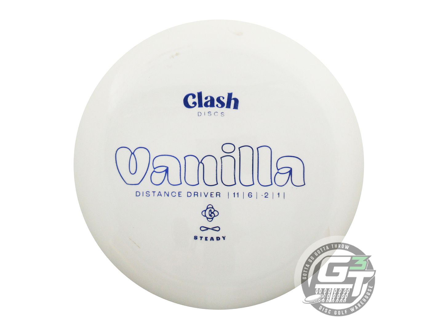 USED Clash Discs Steady Vanilla 175g White Blue Foil Distance Driver Golf Disc