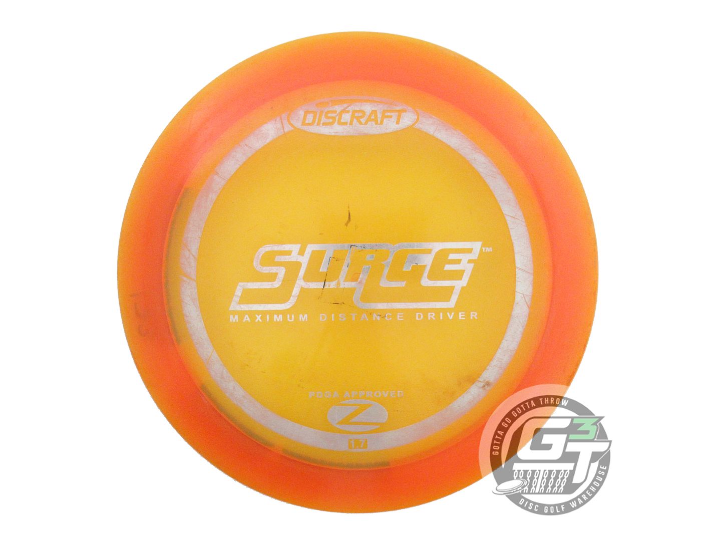 USED Discraft Z Surge 173g Orange Silver Foil PFN Distance Driver Golf Disc