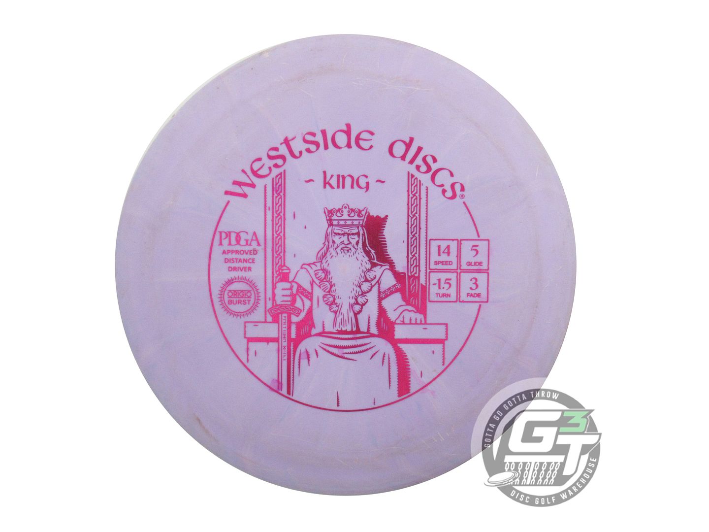 USED Westside Discs Origio Burst King 173g Lilac Distance Driver Golf Disc