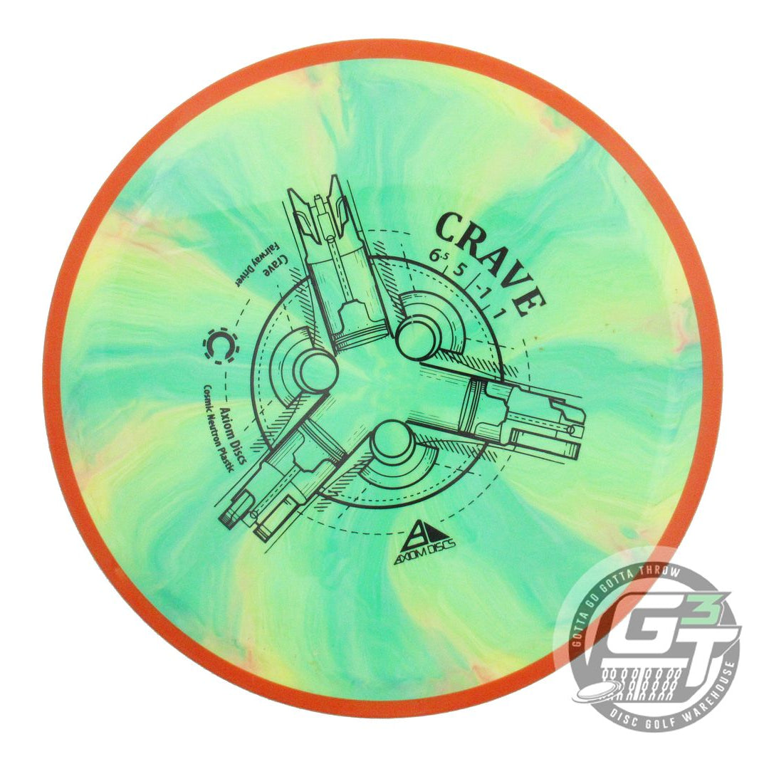 USED Axiom Discs Cosmic Neutron Crave 168g Green-Lime Orange Rim Driver Disc
