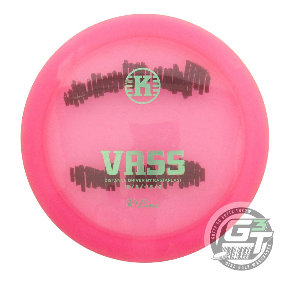 USED Kastaplast K1 Vass 172g Pink Green Glitter Foil Distance Driver Golf Disc