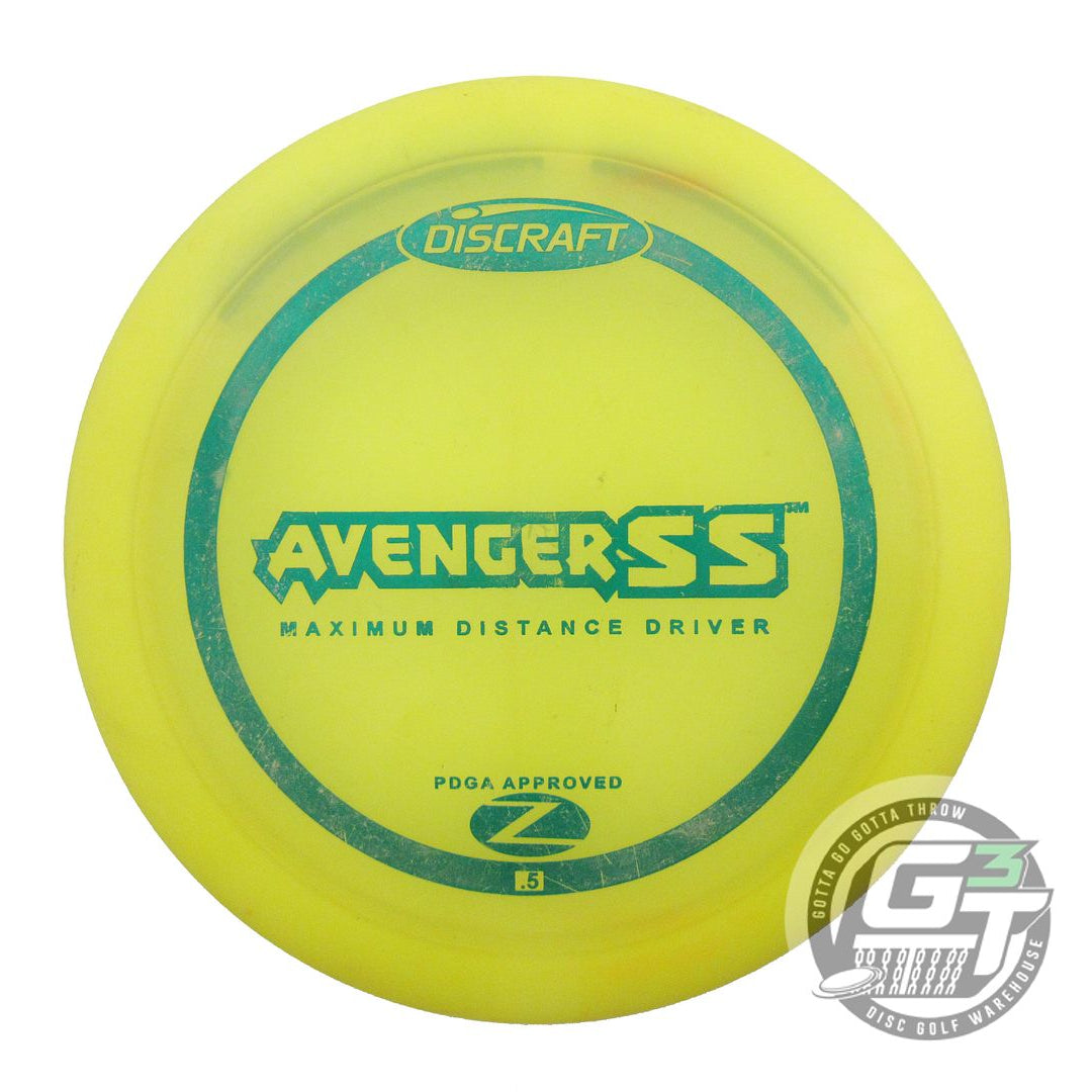 USED Discraft Z Avenger SS 172g Yellow Green Foil PFN Distance Driver Golf Disc
