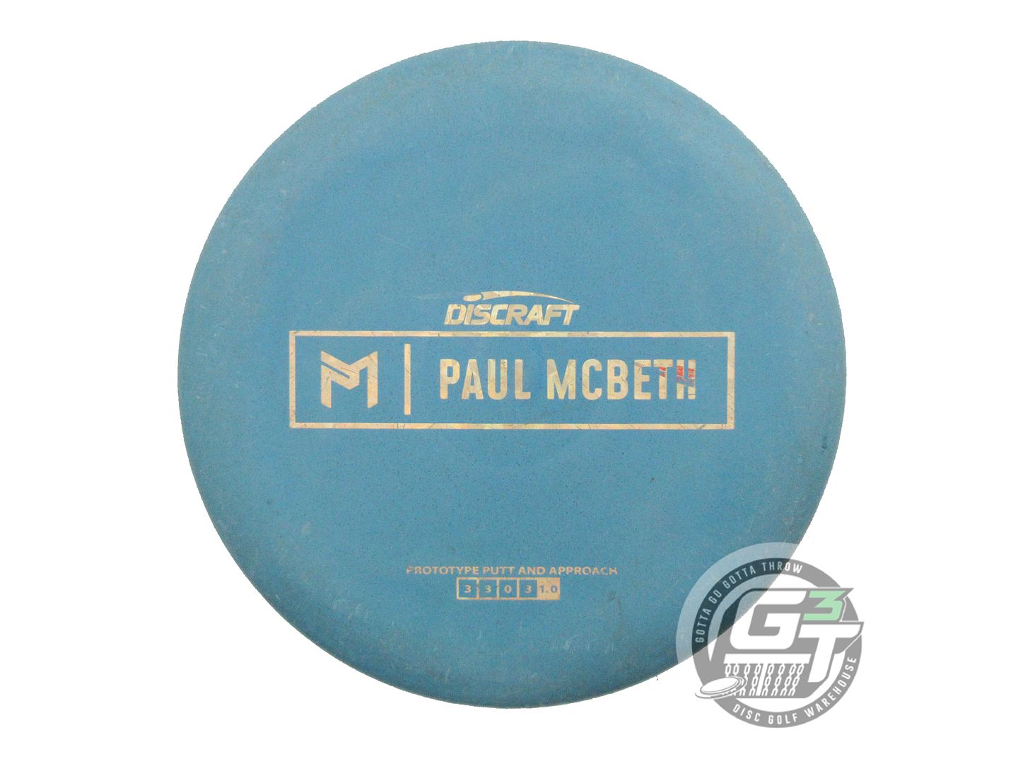 USED Discraft PROTO Rubber Blend Kratos 174g Blue Gold Shatter Putter Golf Disc