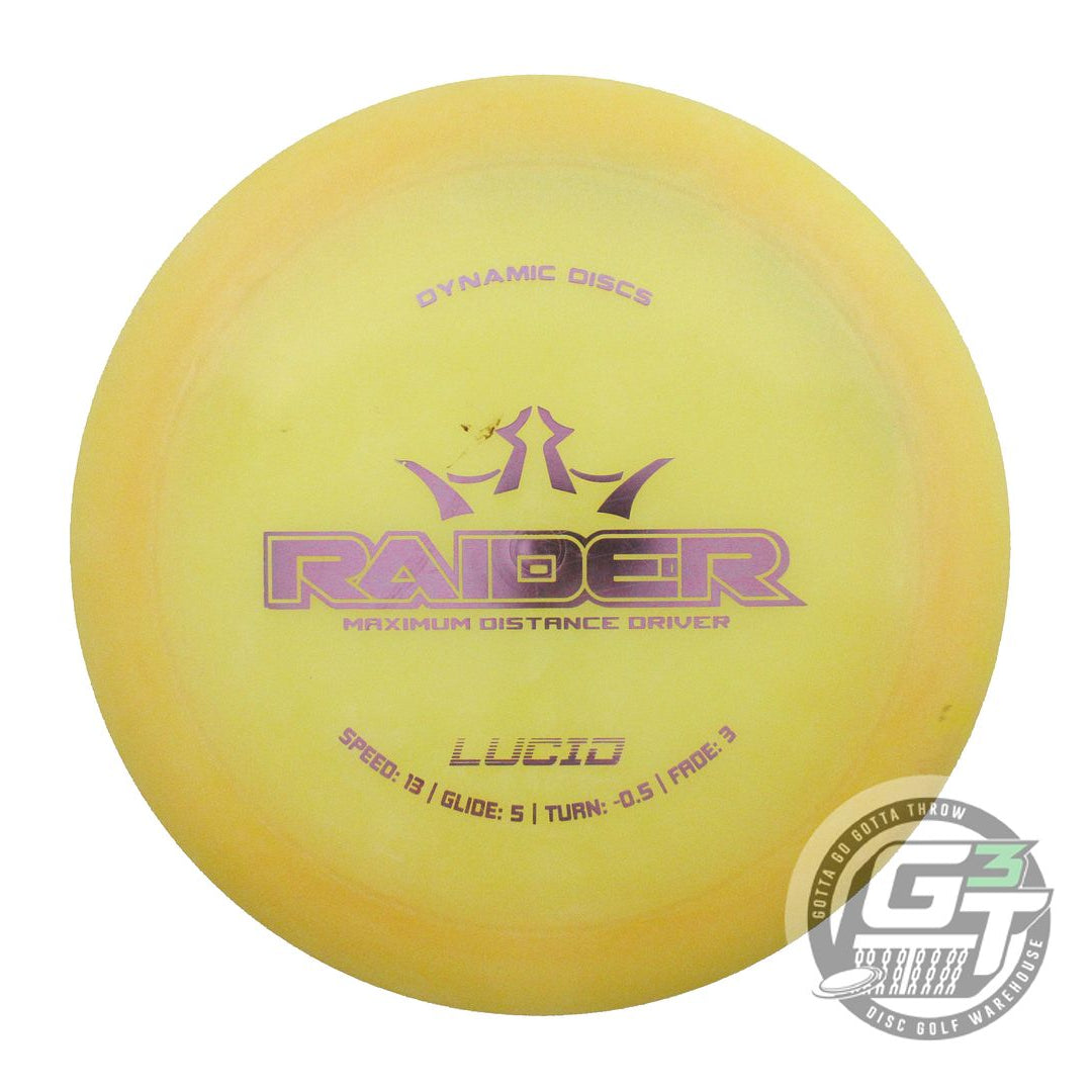 USED Dynamic Discs Lucid Raider 168g Marigold Purple Foil Distance Driver Disc