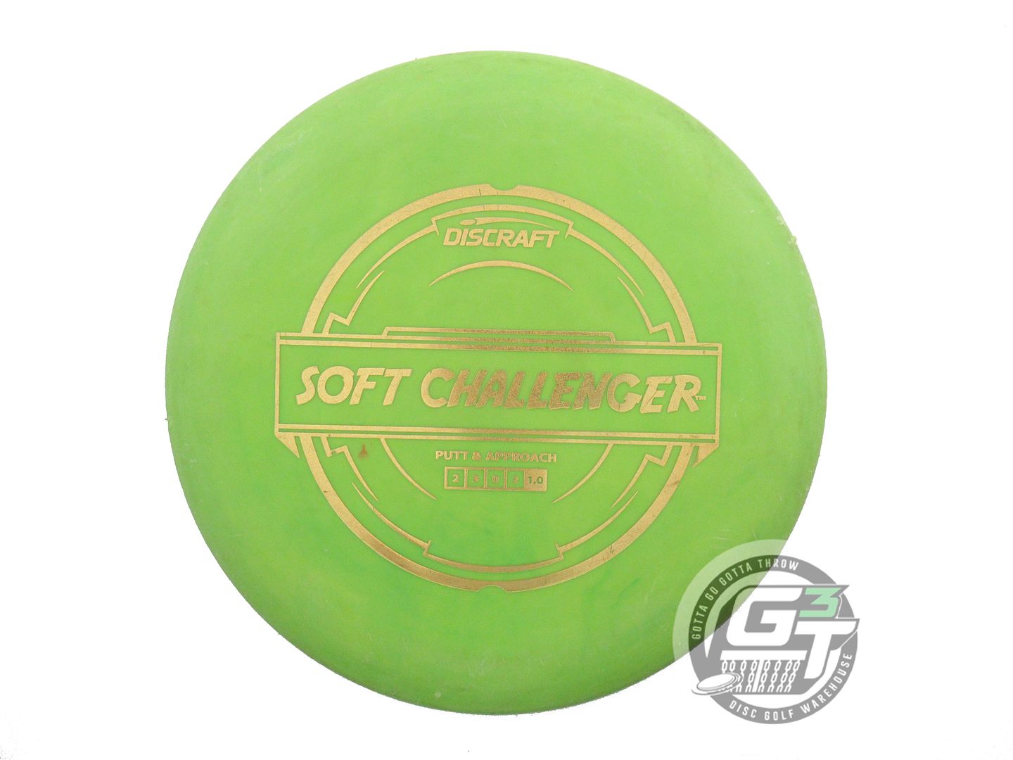 USED Discraft Putter Line Soft Challenger 175g Lime Gold Glitter Putter Disc