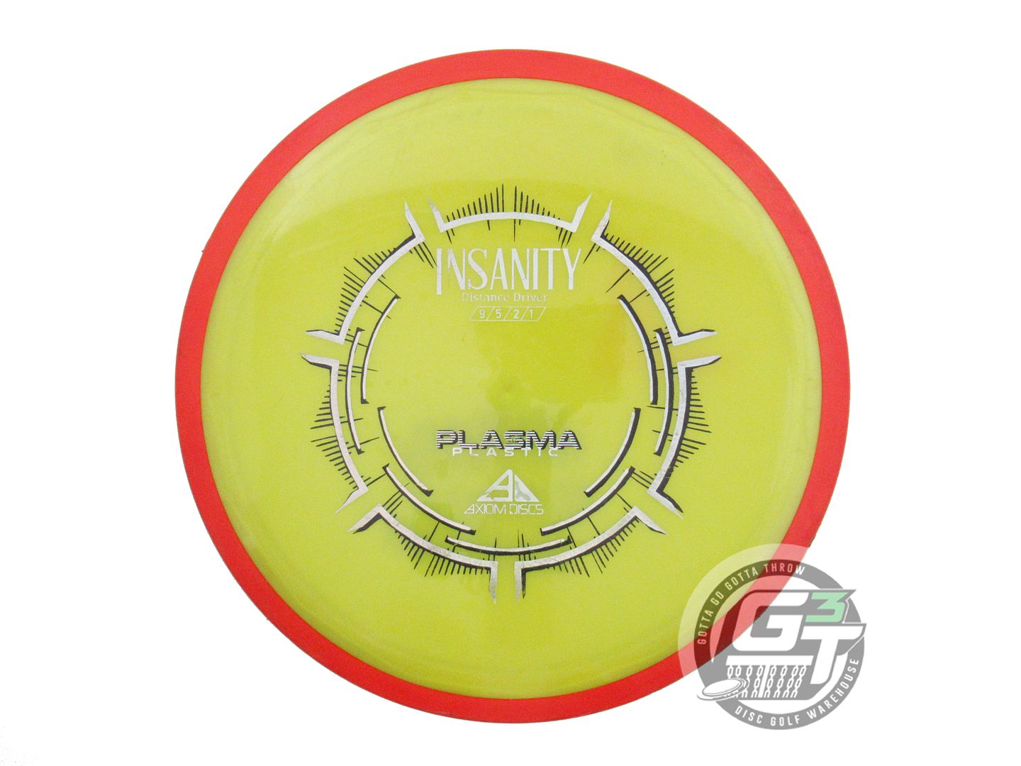USED Axiom Discs Plasma Insanity 170g Yellow Red Rim Distance Driver Golf Disc
