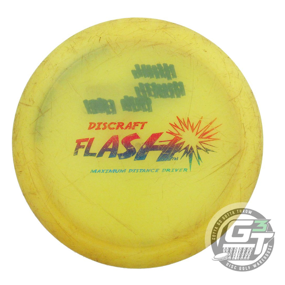 USED Discraft Elite Z Flash 173g Yellow Rainbow Foil Distance Driver Golf Disc