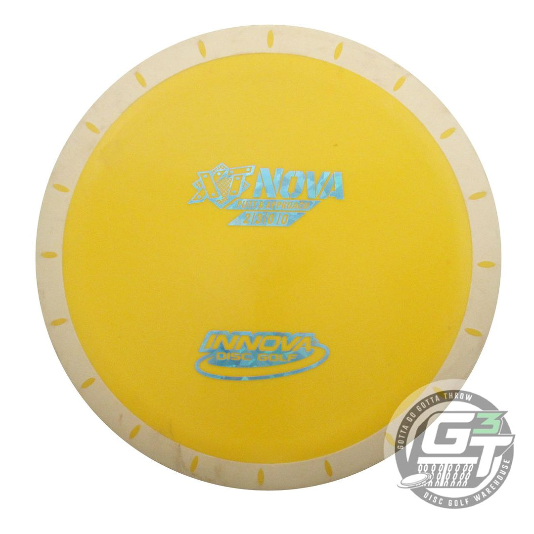 USED Innova XT Nova 168g Yellow Teal Shatter White Rim Putter Golf Disc