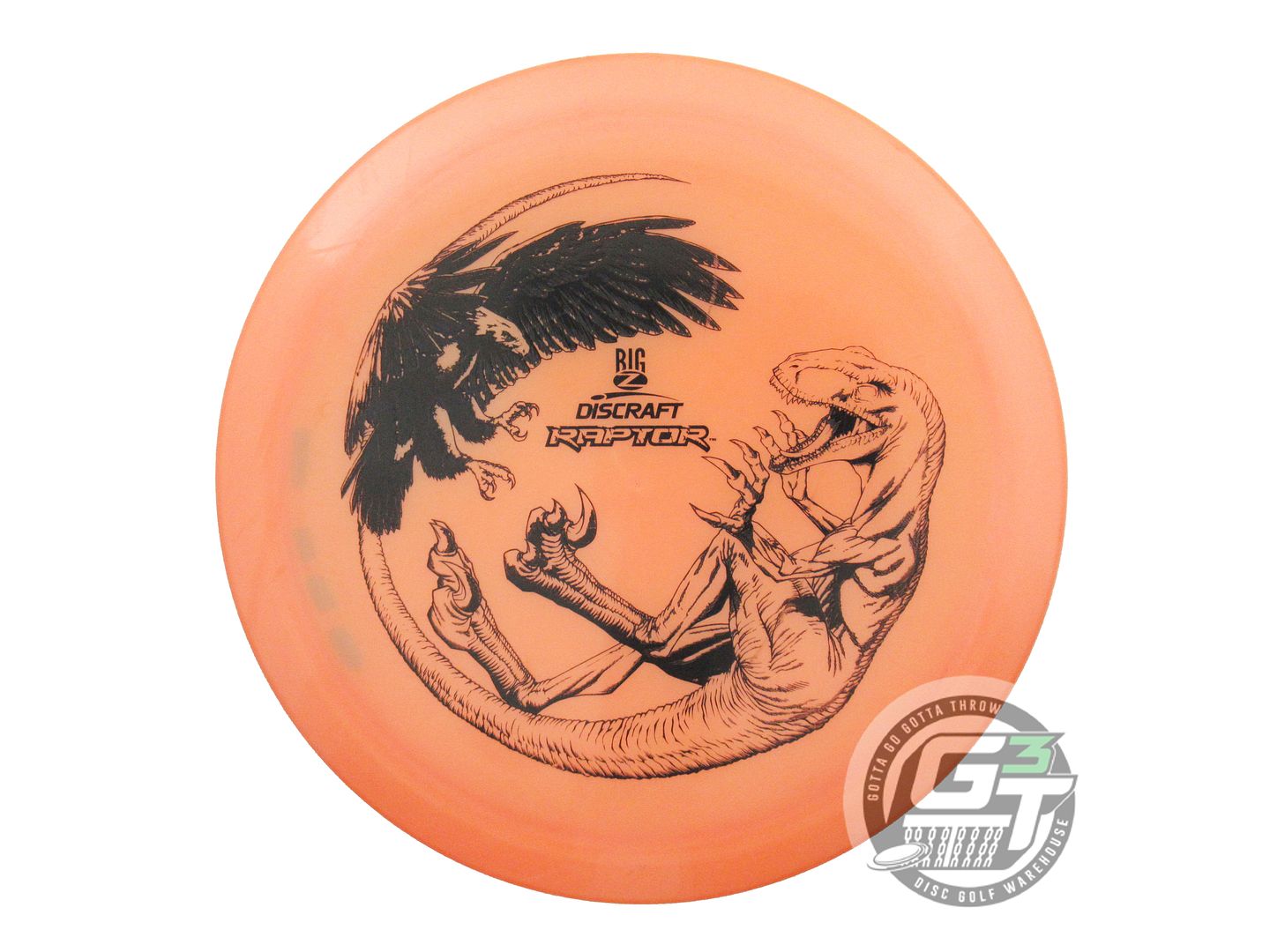 USED Discraft Big Z Raptor 170g Orange PUDDLE TOP Distance Driver Golf Disc