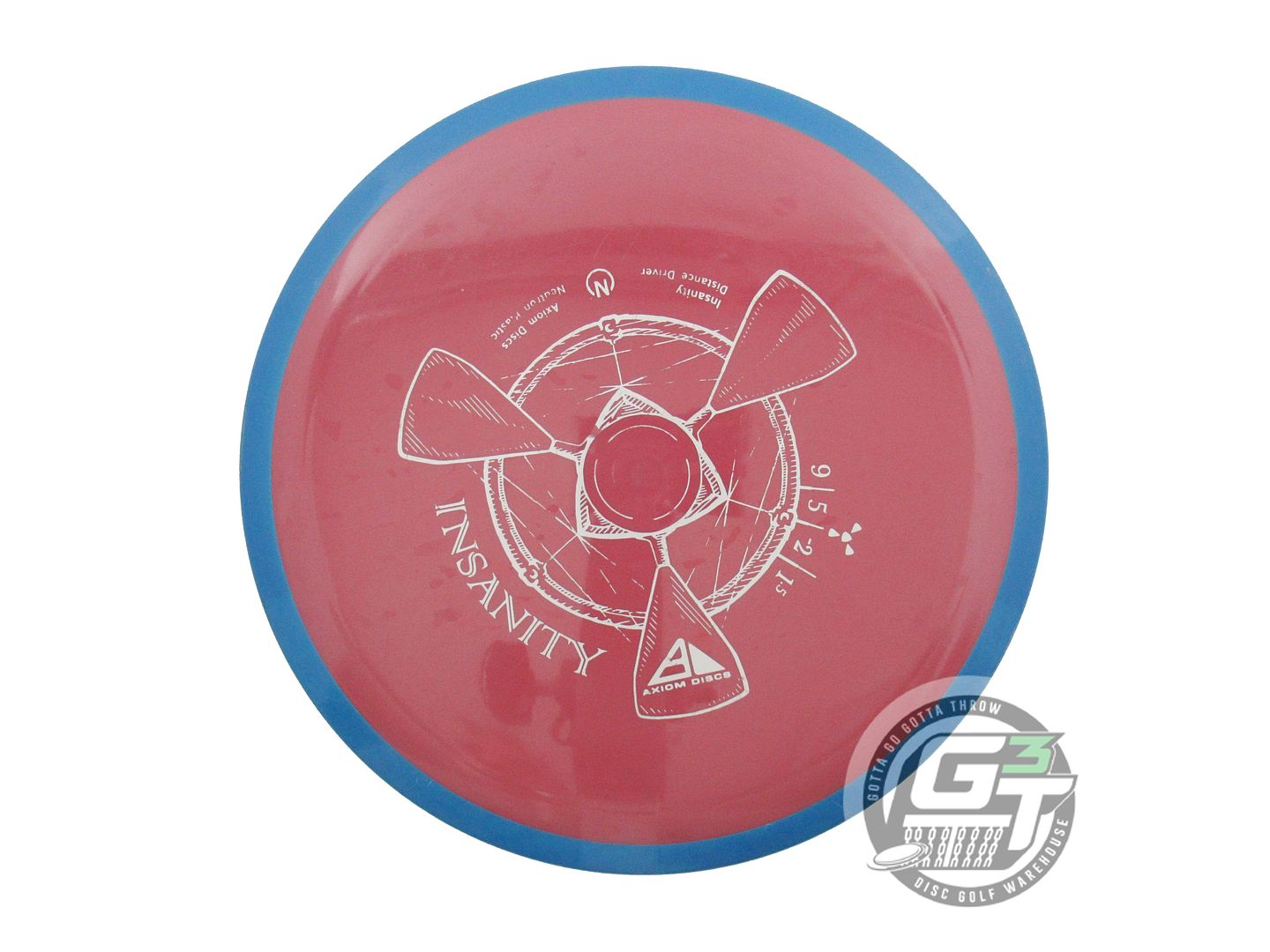 USED Axiom Discs Neutron Insanity 170g Maroon Blue Rim Distance Driver Golf Disc