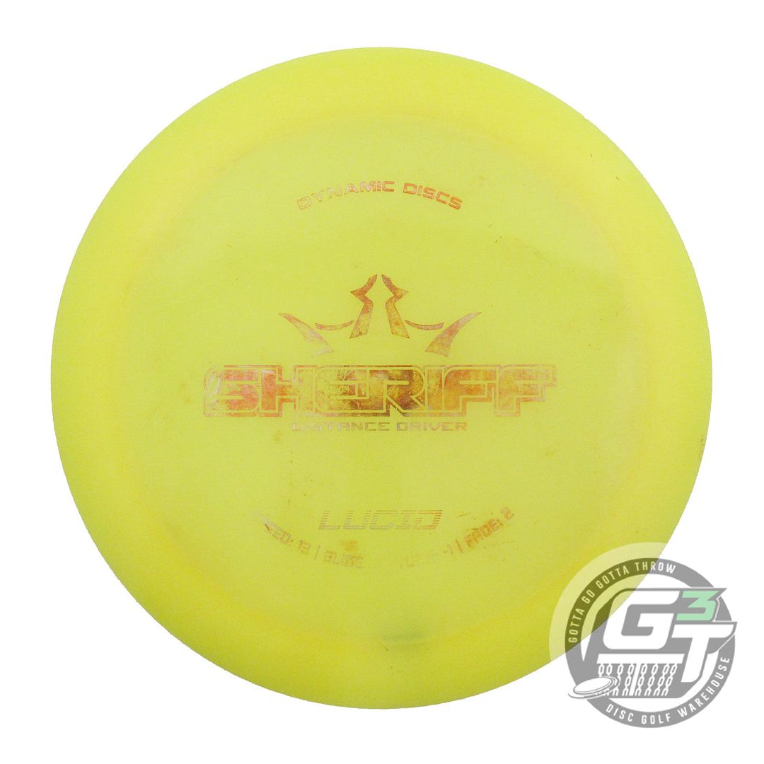 USED Dynamic Discs Lucid Sheriff 175g Yellow Orange Foil Distance Driver Disc