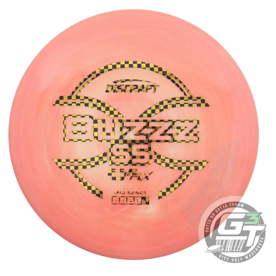 USED Discraft ESP FLX Buzzz 173g Pink-Peach Checker Foil Midrange Golf Disc