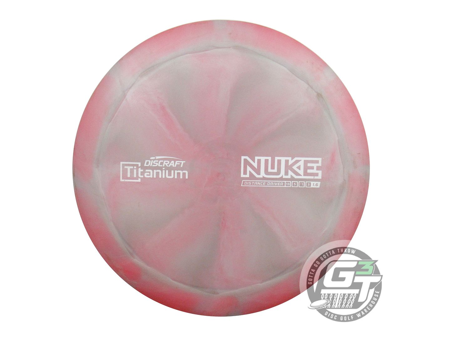 USED Discraft Titanium Nuke 177g Pink-Gray Distance Driver Golf Disc