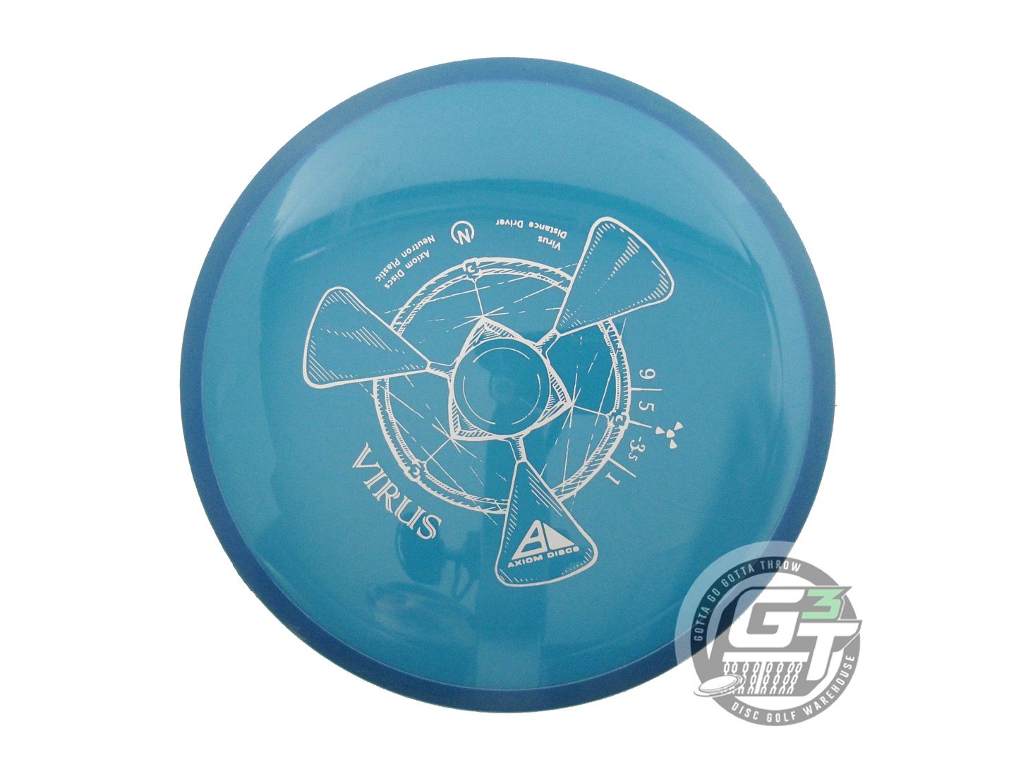 USED Axiom Discs Neutron Virus 170g Teal Blue Rim Distance Driver Golf Disc