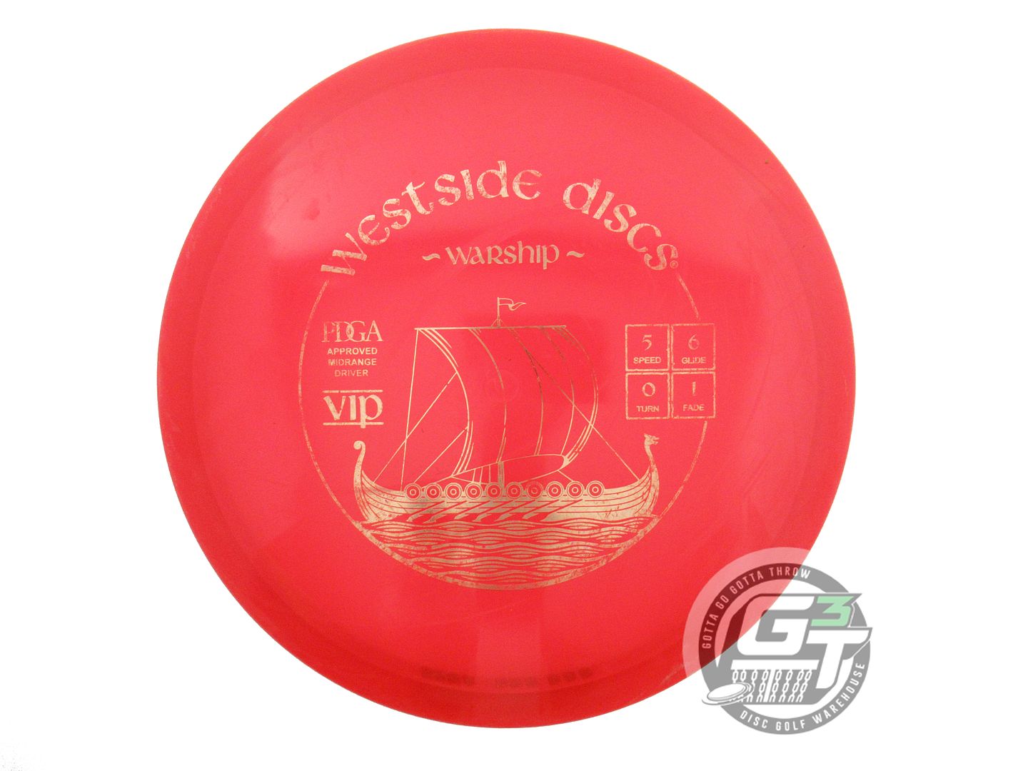 USED Westside Discs VIP Warship 169g Red Gold Foil Midrange Golf Disc