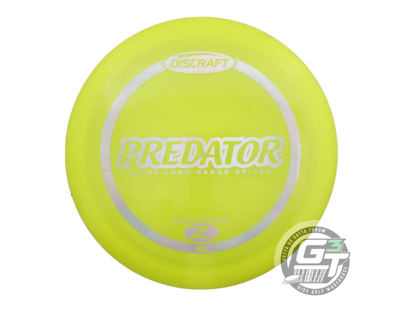 USED Discraft Z Predator 168g Yellow Silver Holo Foil Fairway Driver Golf Disc