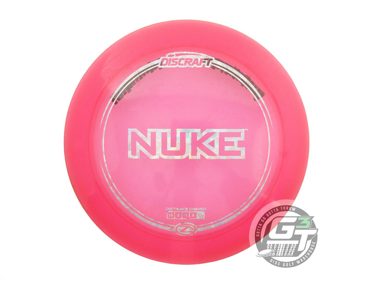USED Discraft Z Nuke 177g Pink Silver Shatter Foil Distance Driver Golf Disc
