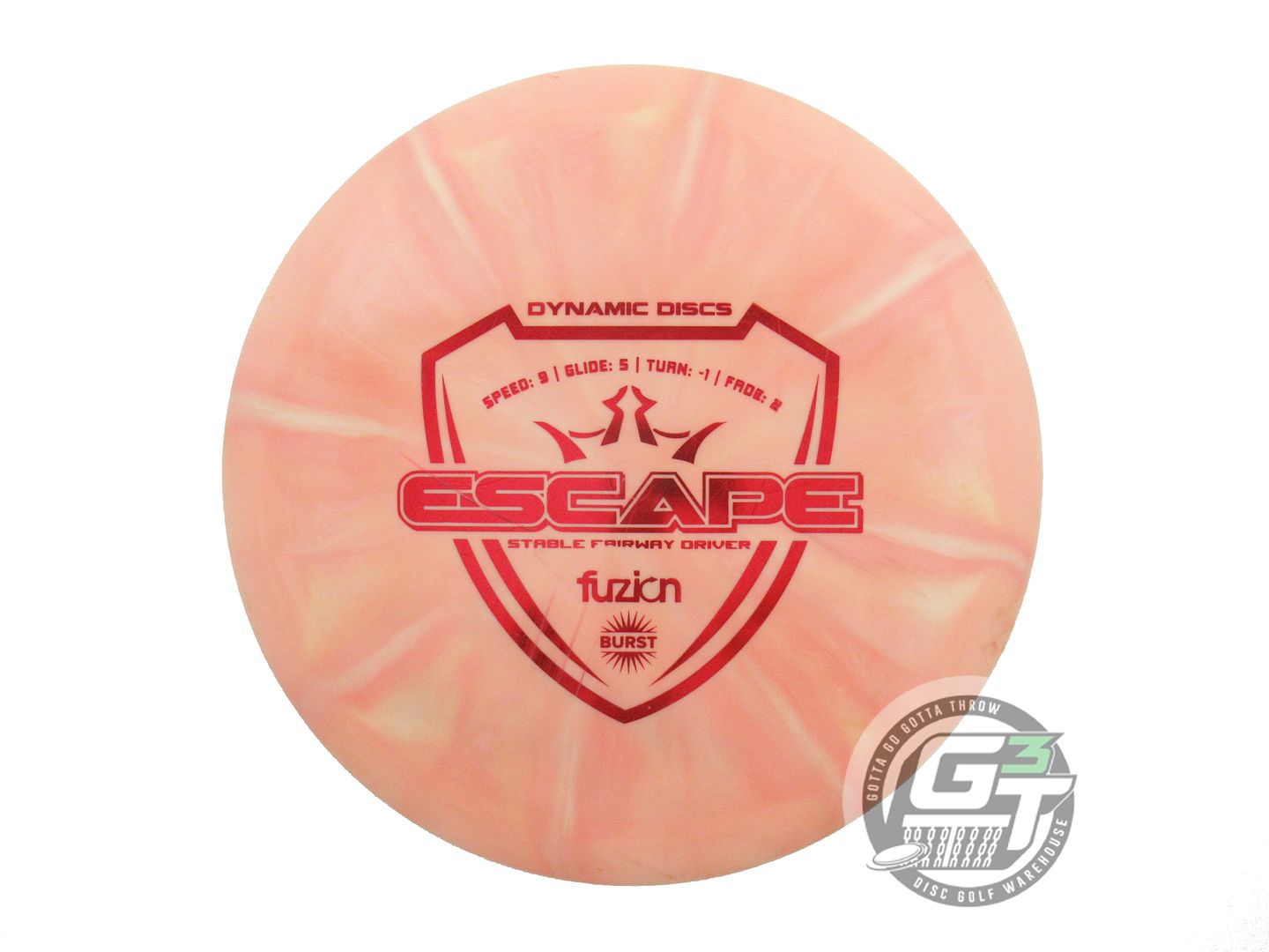 USED Dynamic Discs Fuzion Burst Escape 169g Peach Red Foil Fairway Driver Disc