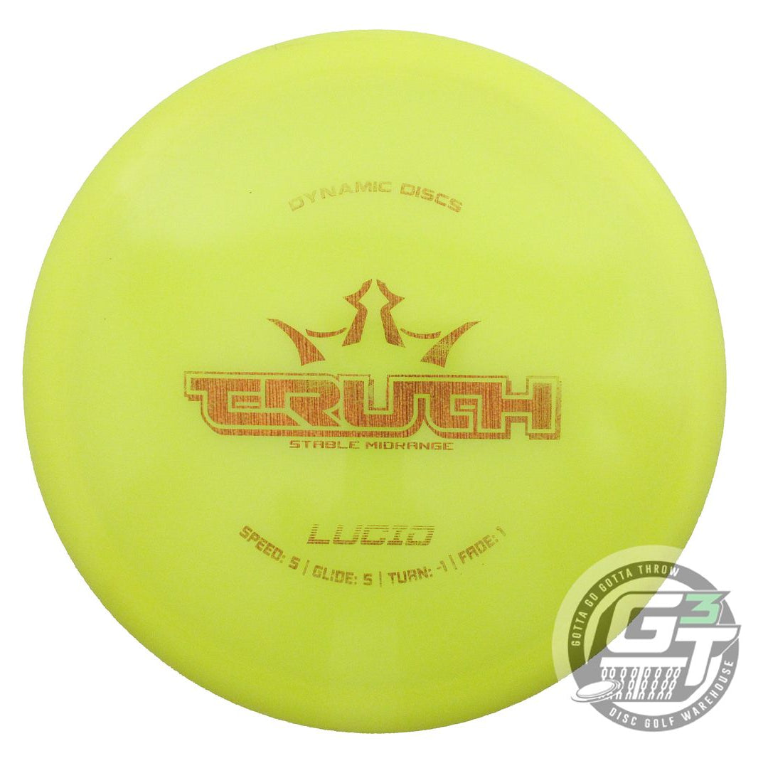 USED Dynamic Discs Lucid Truth 177g Yellow Gold Patina Stamp Midrange Golf Disc
