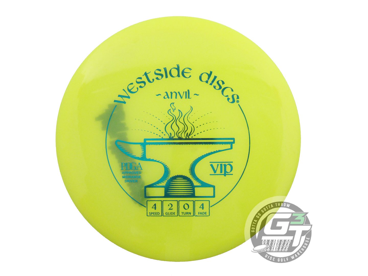 USED Westside Discs VIP Anvil 171g Yellow Teal Foil Midrange Golf Disc