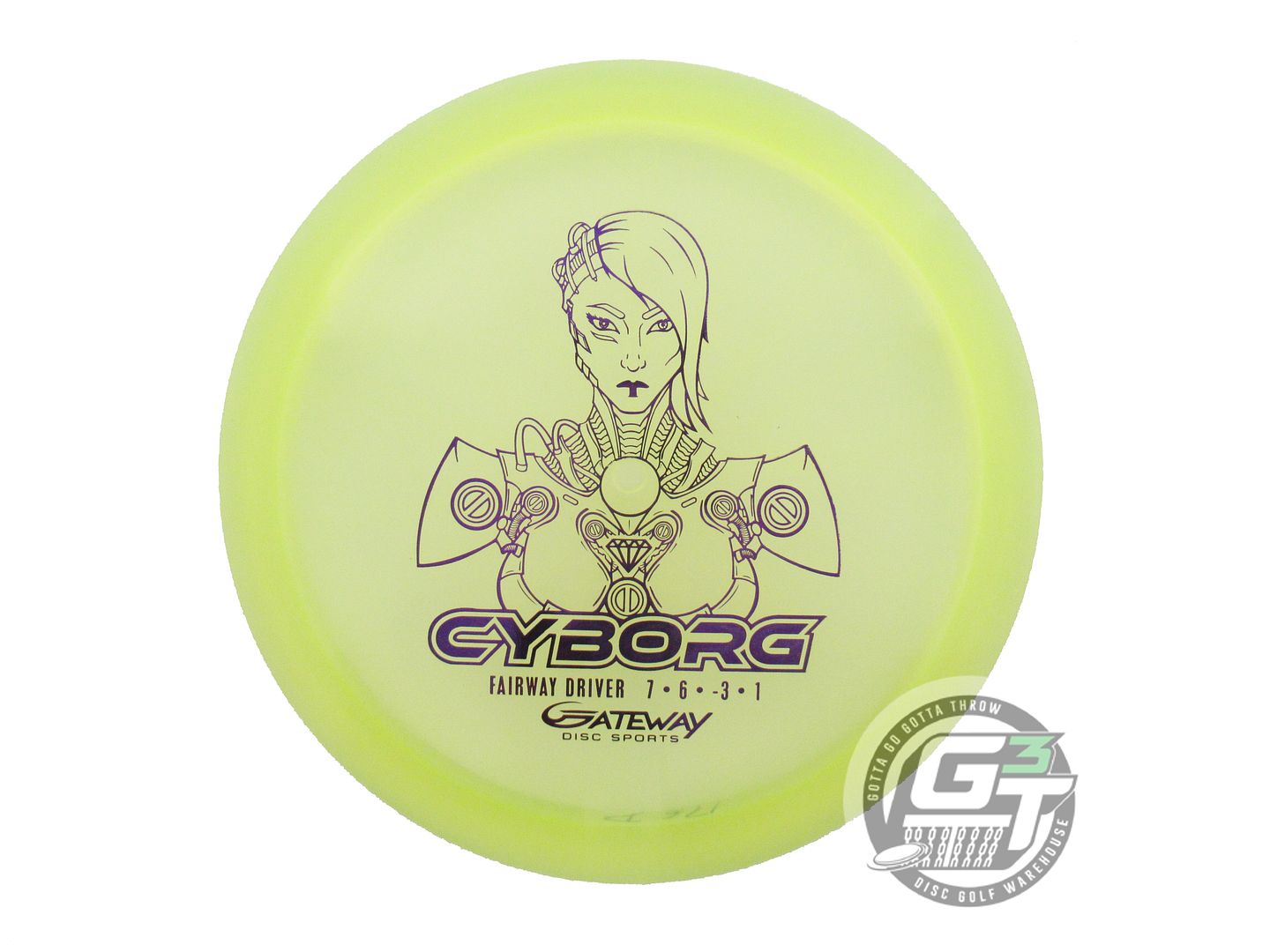 NOS Gateway Diamond Cyborg 176g Yellow Purple Foil Fairway Driver Golf Disc