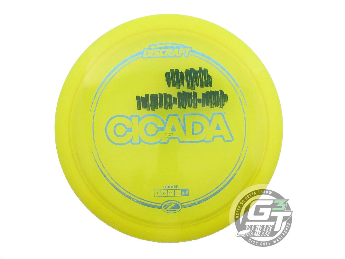 USED Discraft Z Cicada 175g Yellow Teal Shatter Foil Fairway Driver Golf Disc