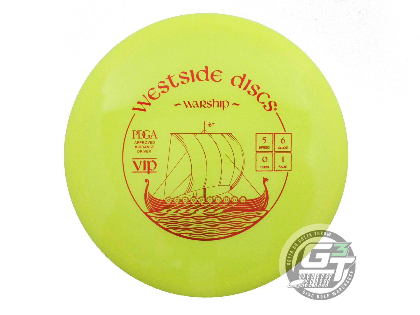 NOS Westside Discs VIP Warship 180g Yellow Red Foil Midrange Golf Disc