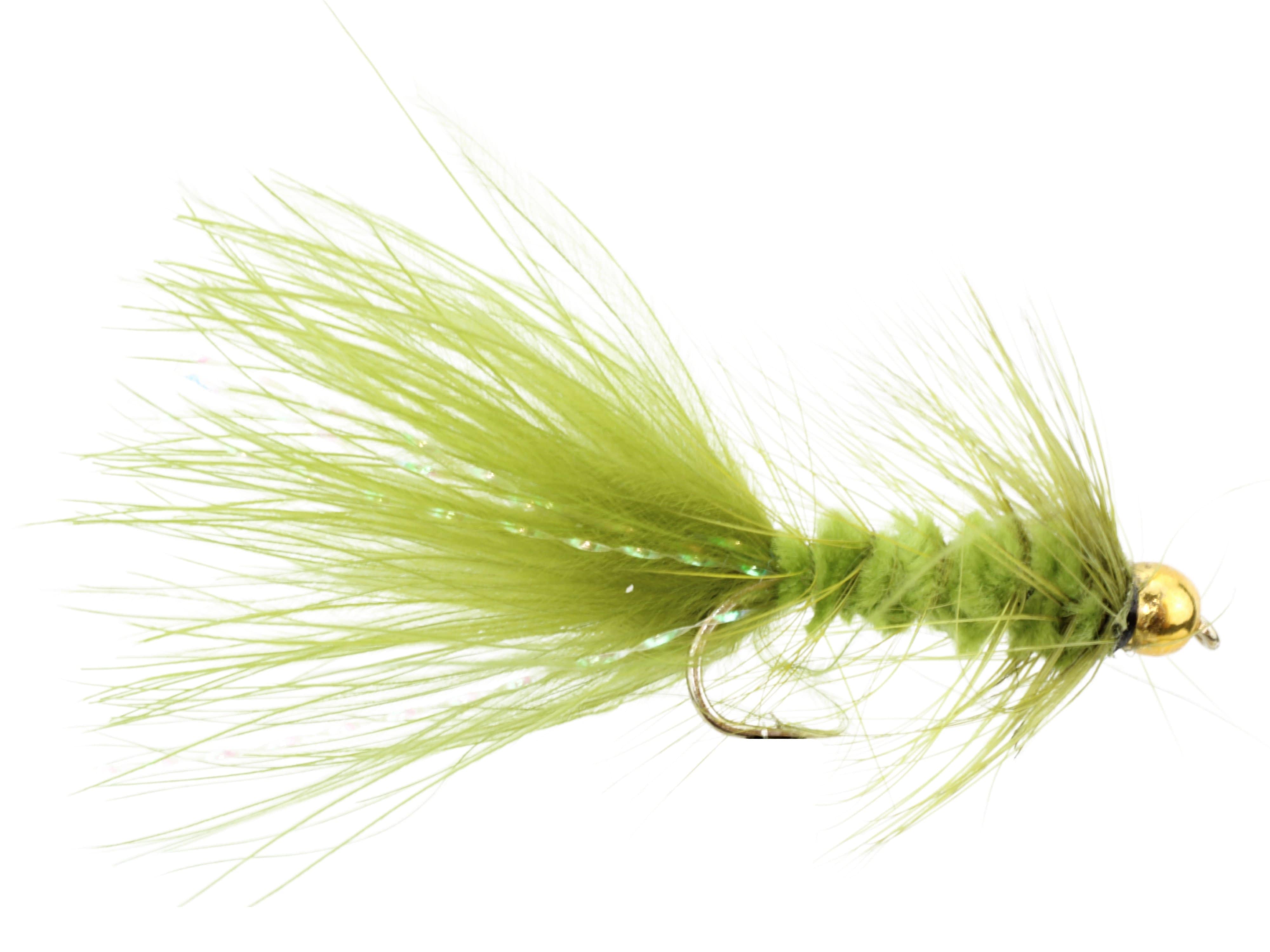 Wild Water Fly Fishing Olive Wooly Bugger w/ Bead Head, Size 10, Qty. 6