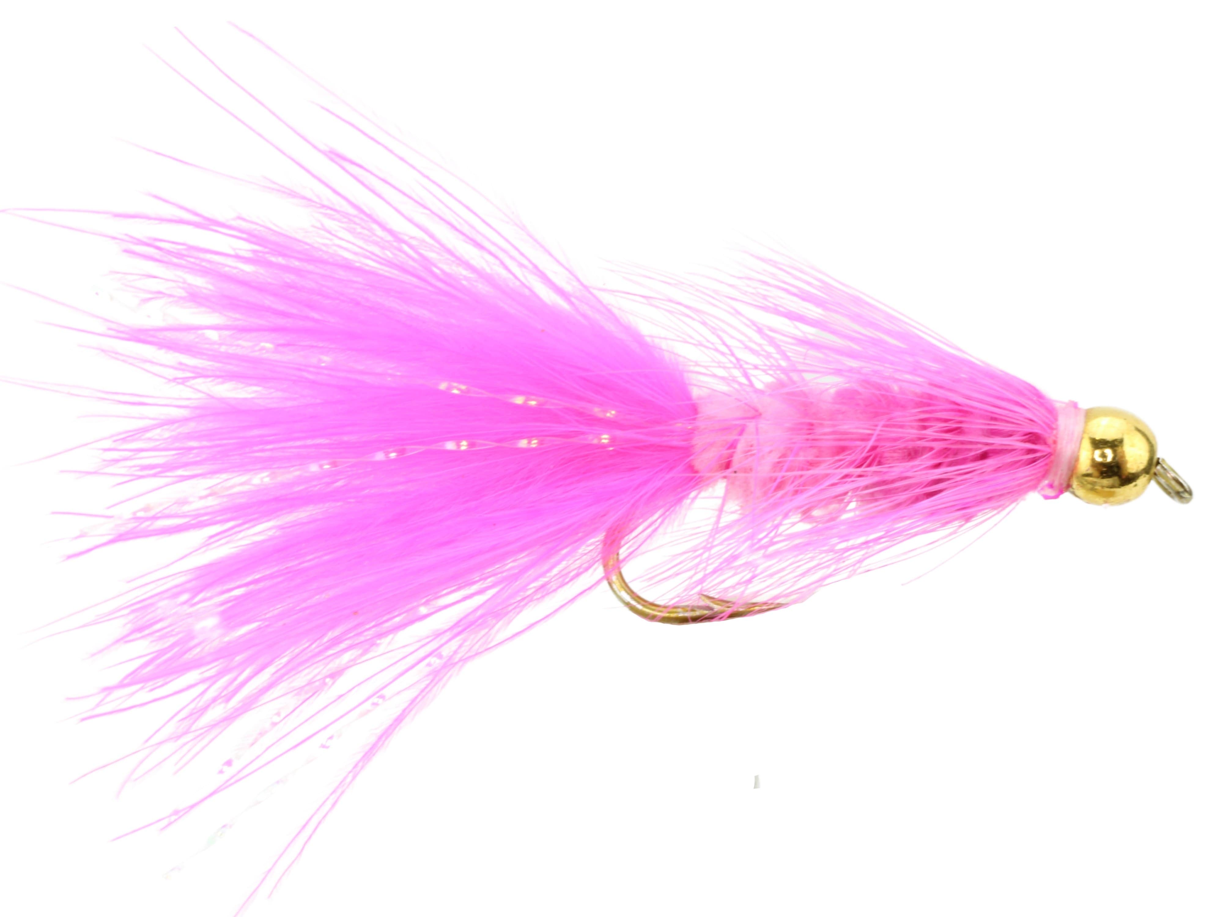 Wild Water Fly Fishing Pink Wooly Bugger w/ Bead Head, Size 10, Qty. 6
