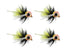 Wild Water Fly Fishing Yellow and Black Spherical Body Popper, Size 10, Qty. 4
