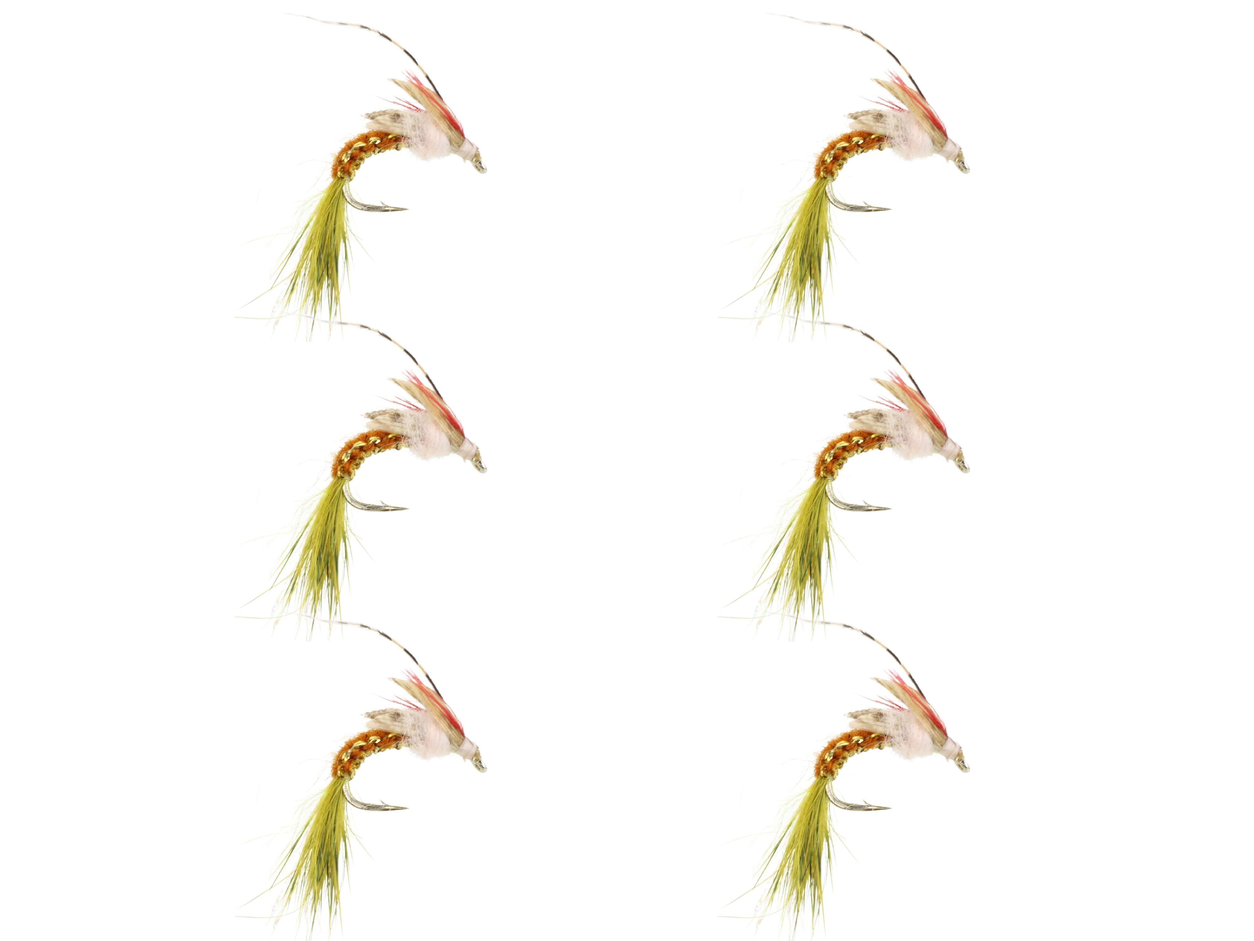 Wild Water Fly Fishing Woven Brown and Olive Caddis, Size 10, Qty. 6