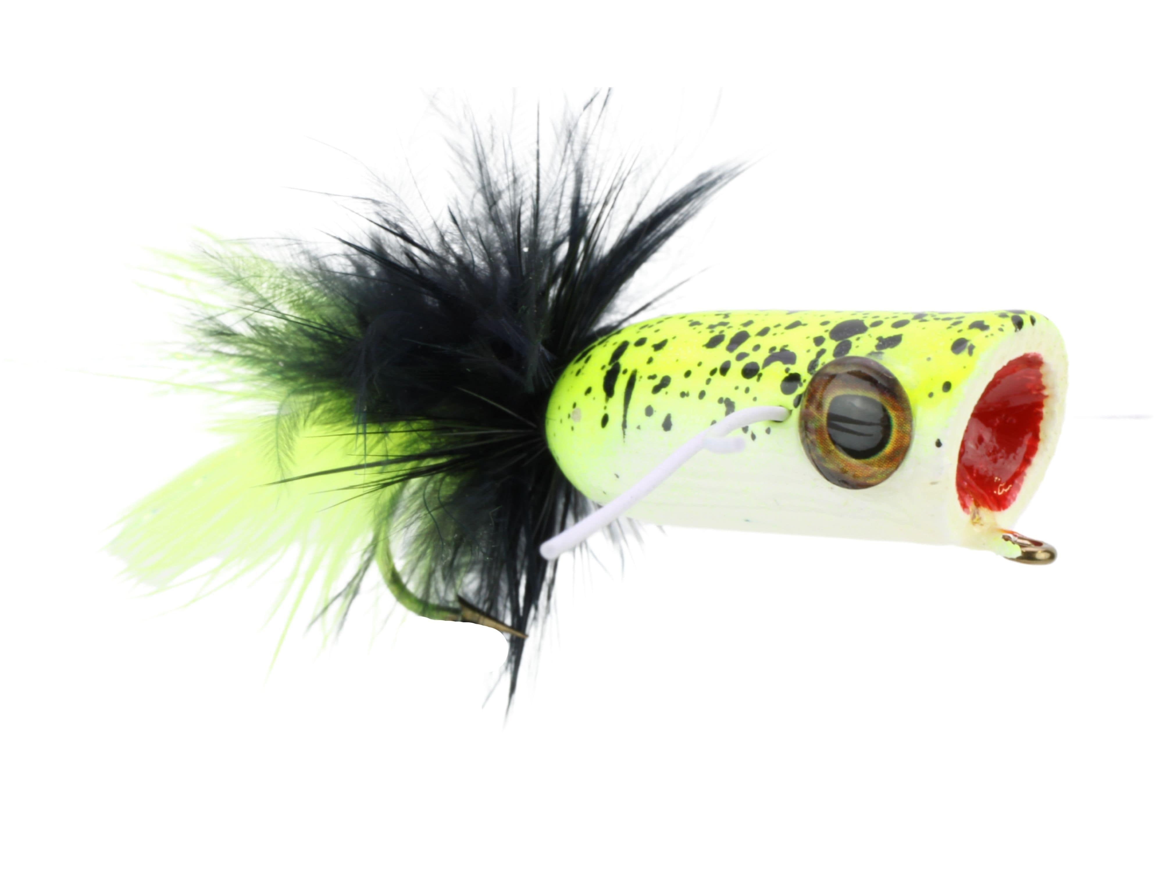 Wild Water Fly Fishing Chartreuse Tiger Mini Bass Popper, Size1/0