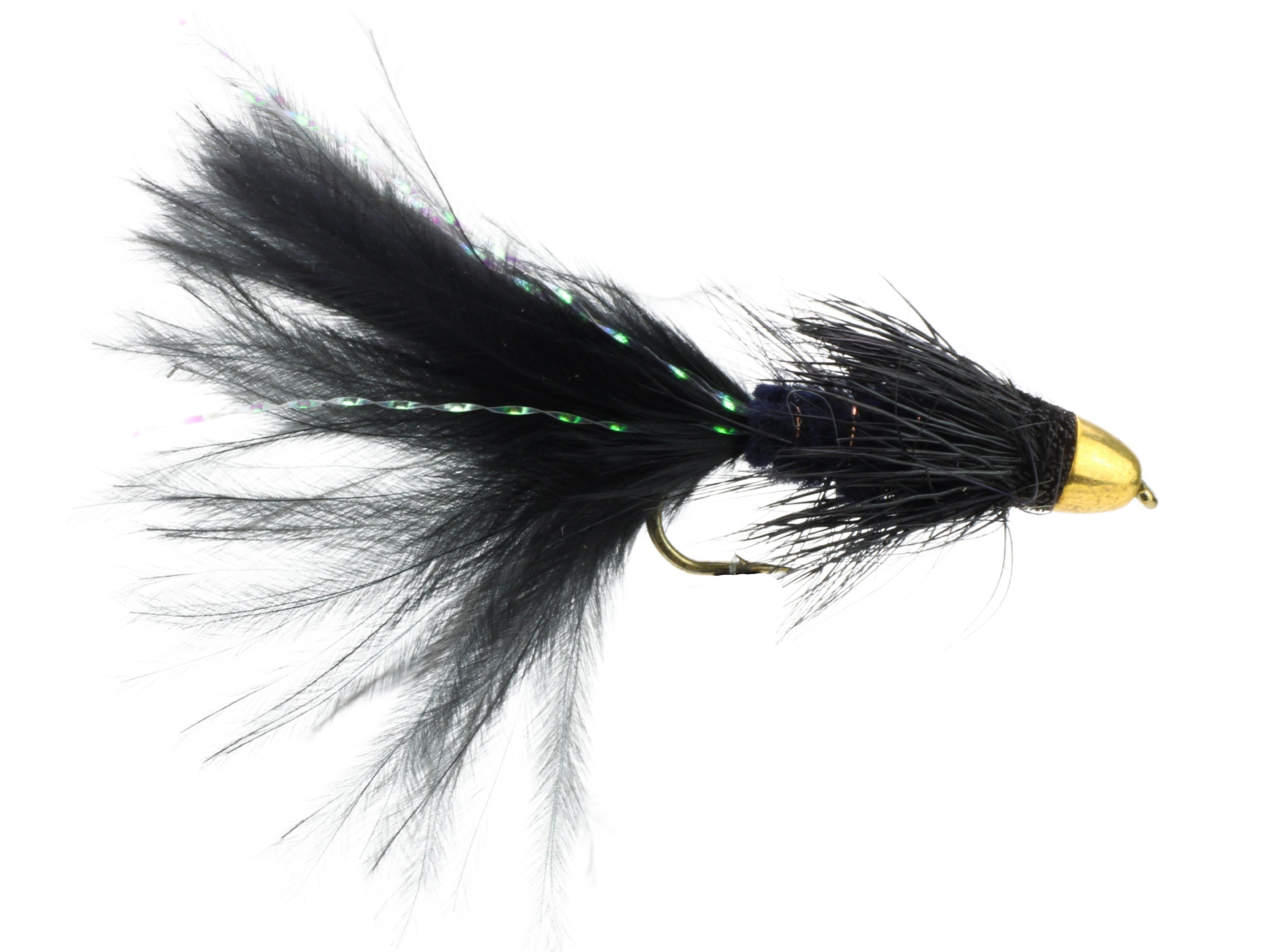 Wild Water Fly Fishing Cone Head Black Wooly Bugger, Size 8, Qty. 4