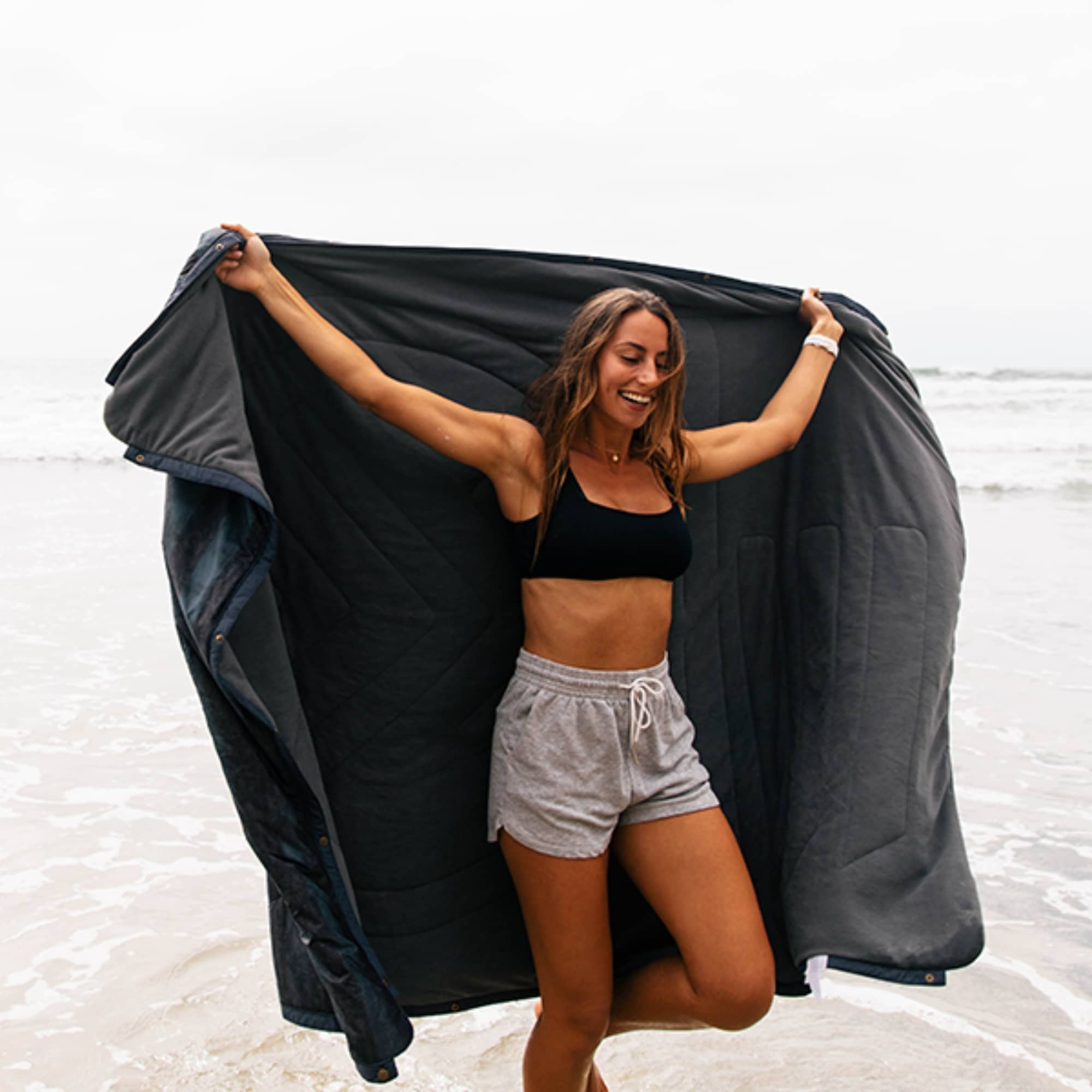 VOITED Fleece Outdoor Camping Blanket - Sunset Stripes