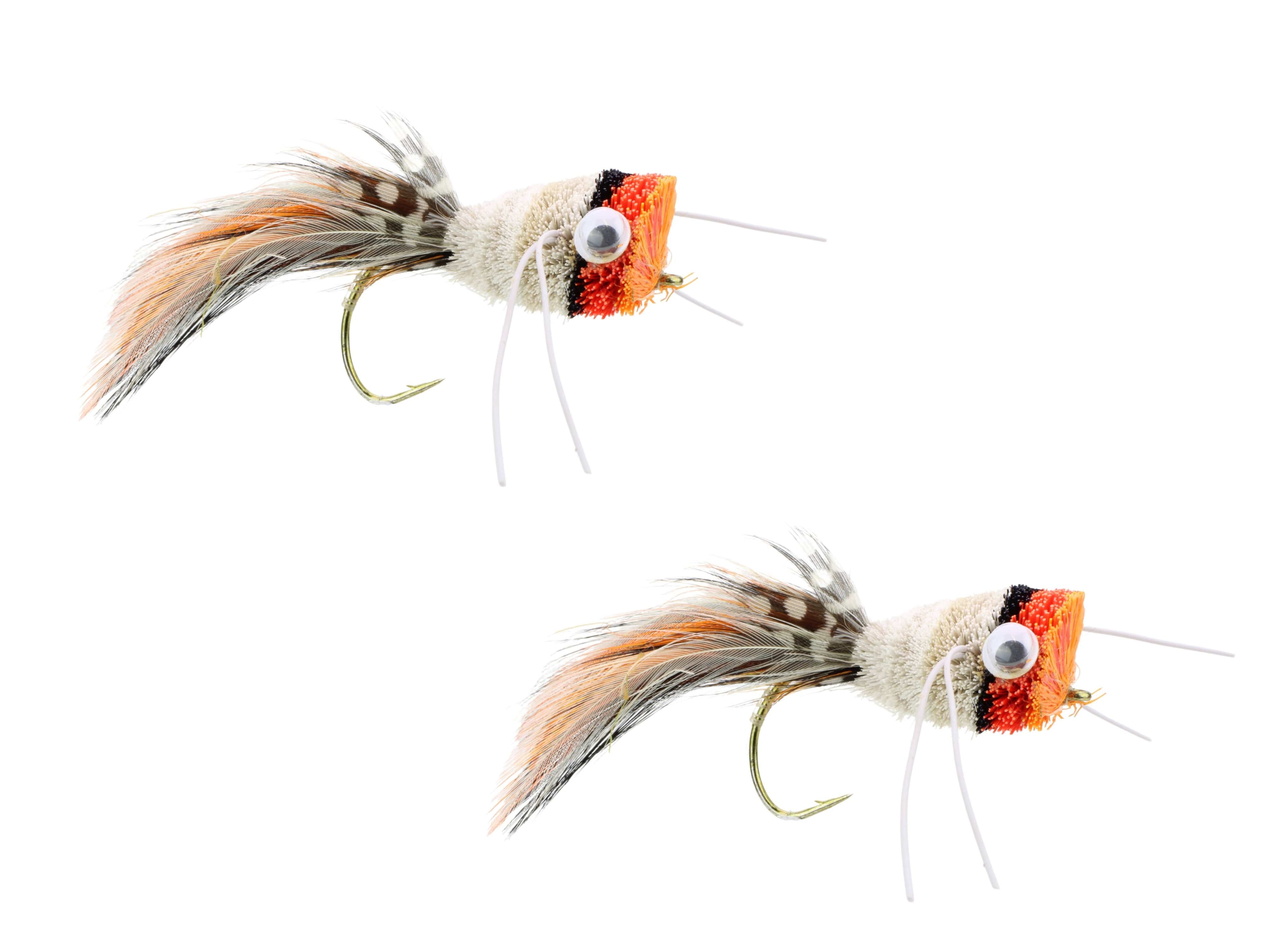 Wild Water Fly Fishing Orange, Red and White Deer Hair Bass Bug, Size 2, Qty. 2