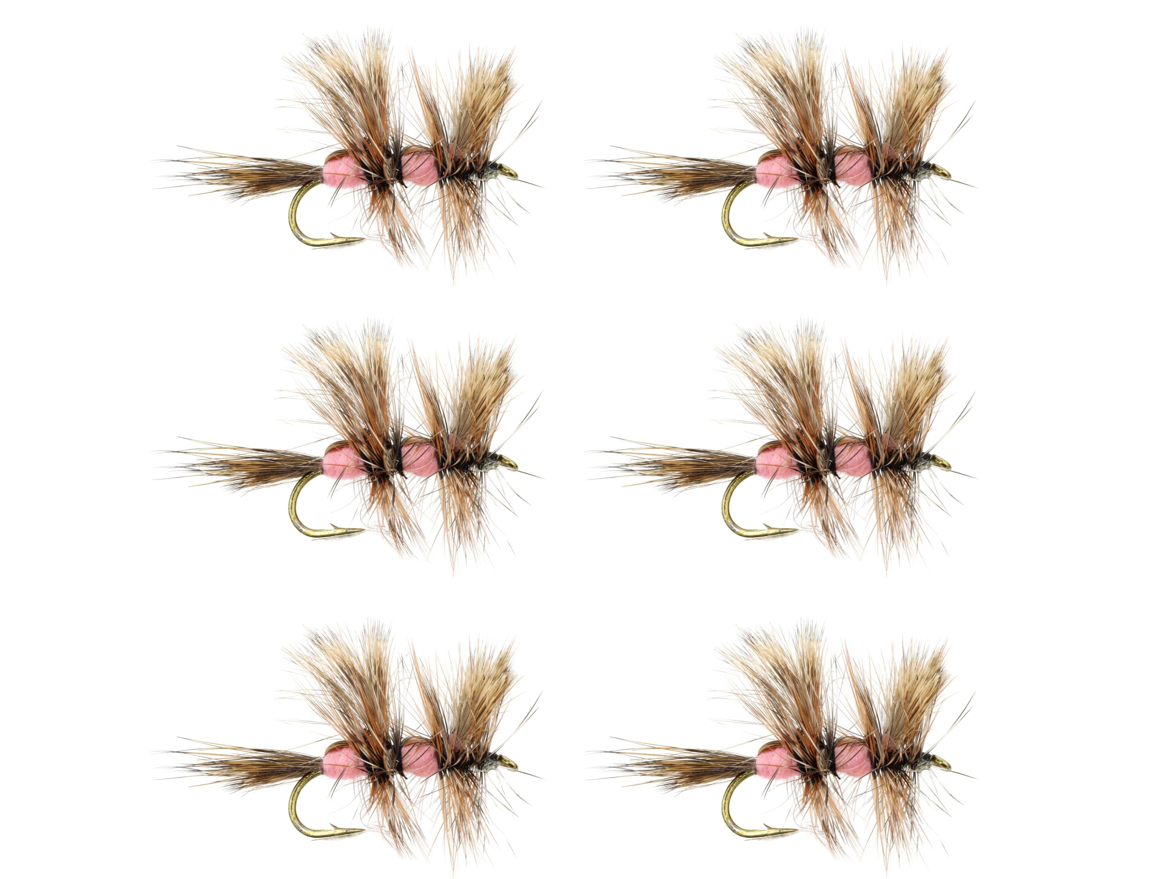 Wild Water Fly Fishing Pink Double Humpy, Size 10, Qty. 6