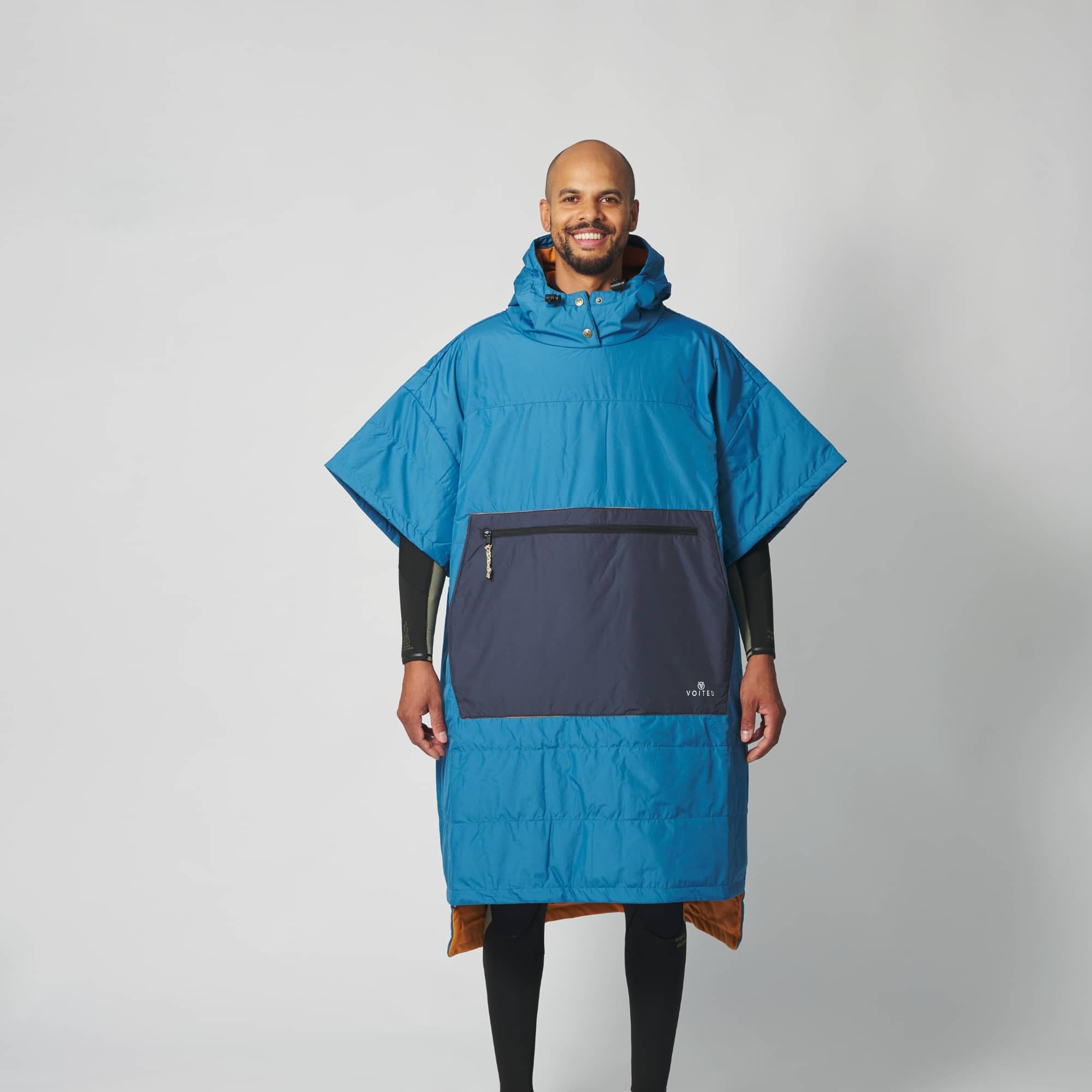 VOITED 2nd Edition Outdoor Poncho for Surfing, Camping, Vanlife & Wild Swimming - Blue Steel