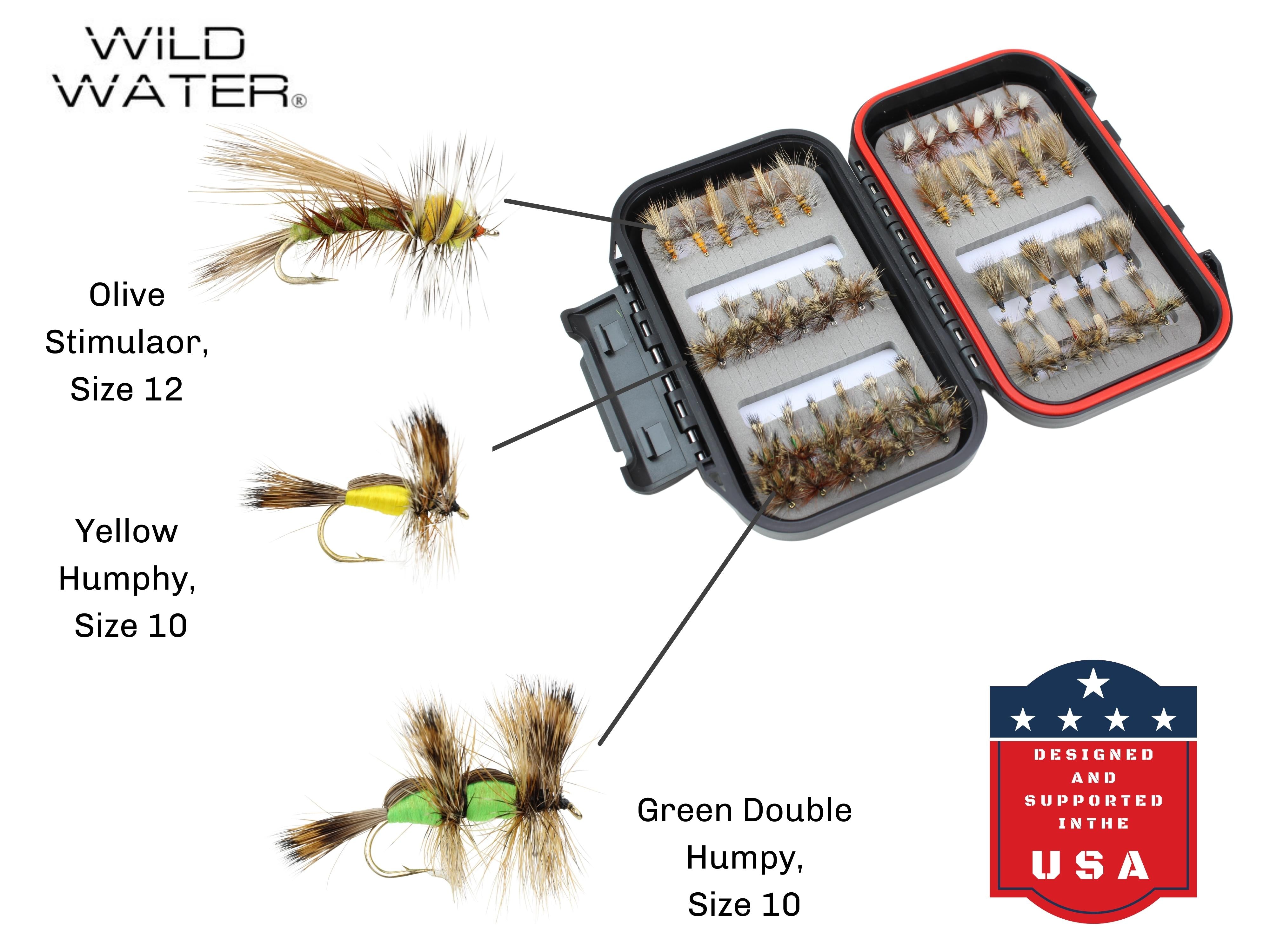 Wild Water Attractor/Trout Stimulator Fly Assortment, 42 Flies with Small Fly Box