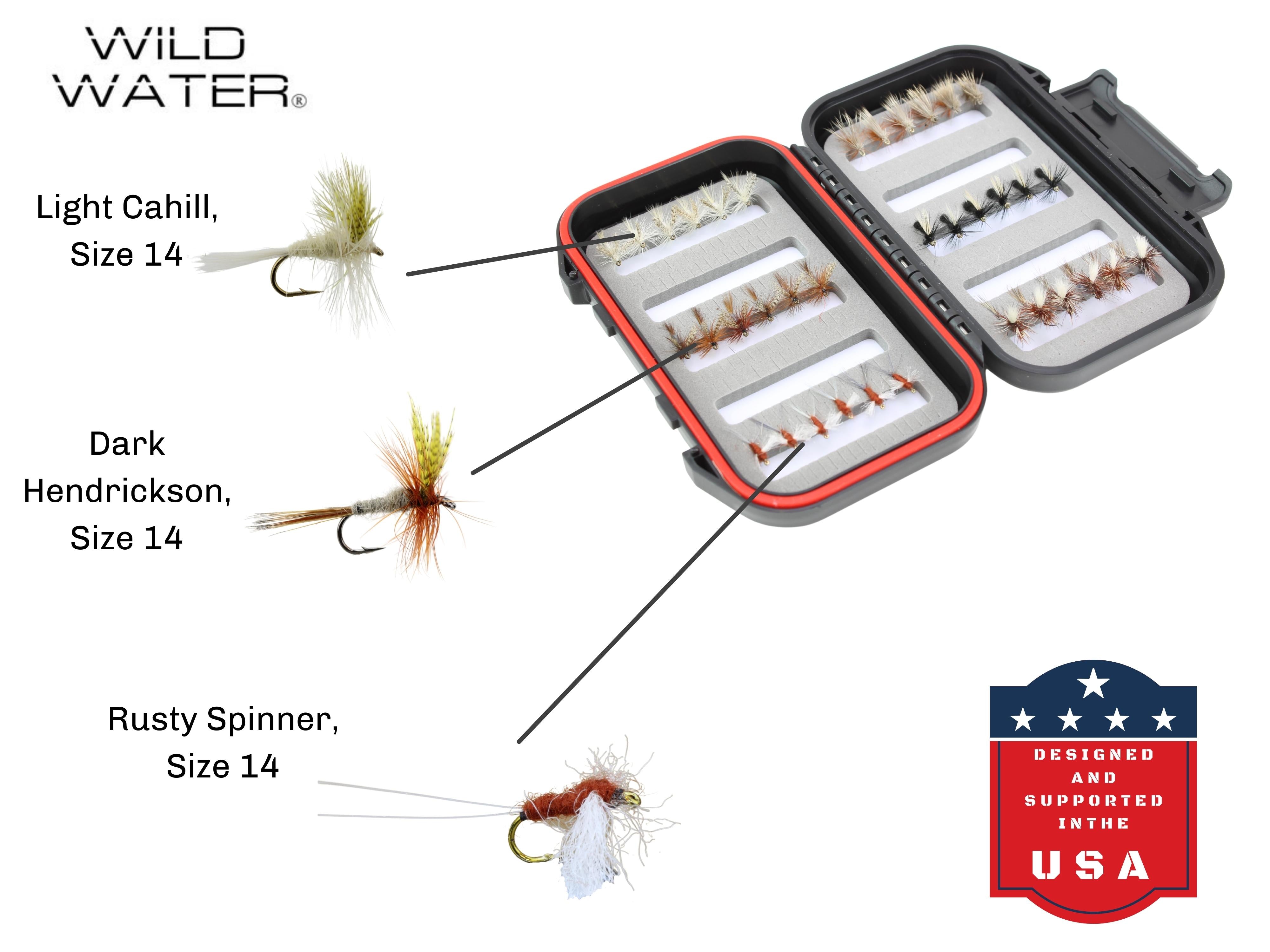 Wild Water Dry Fly Assortment, 36 Flies with Small Fly Box