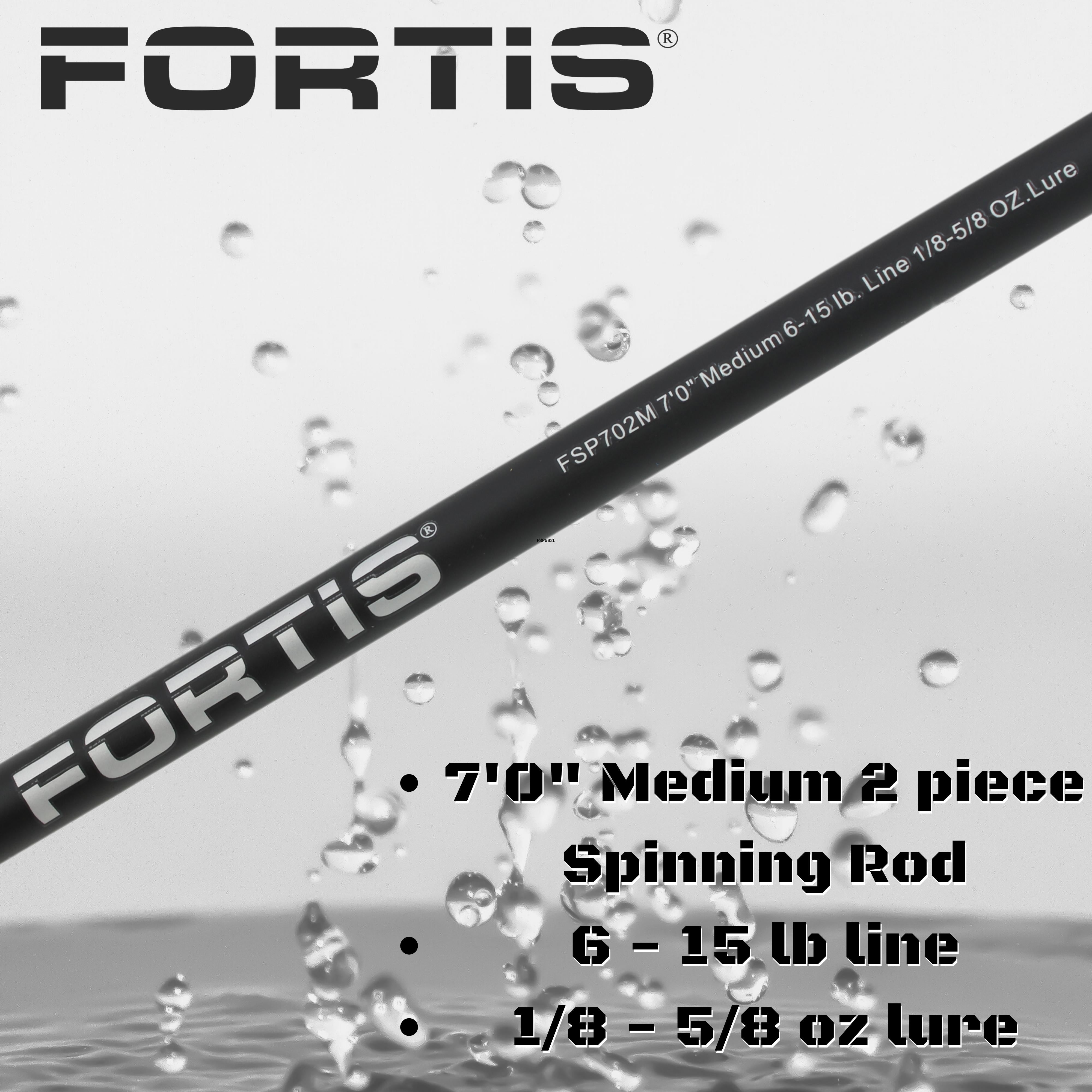 FORTIS 7' Medium Action 2 Piece Spinning Rod
