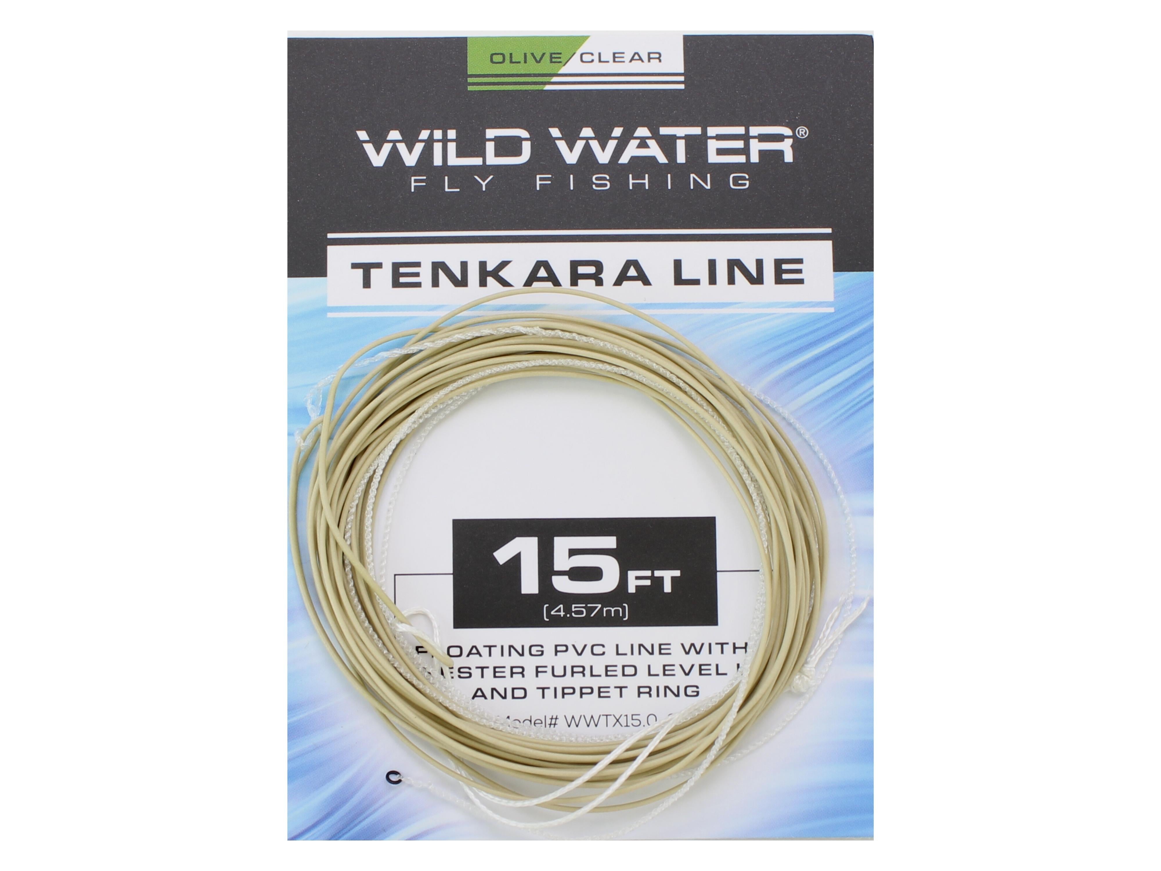 Wild Water Fly Fishing 15' Olive PVC Tenkara Line with Furled