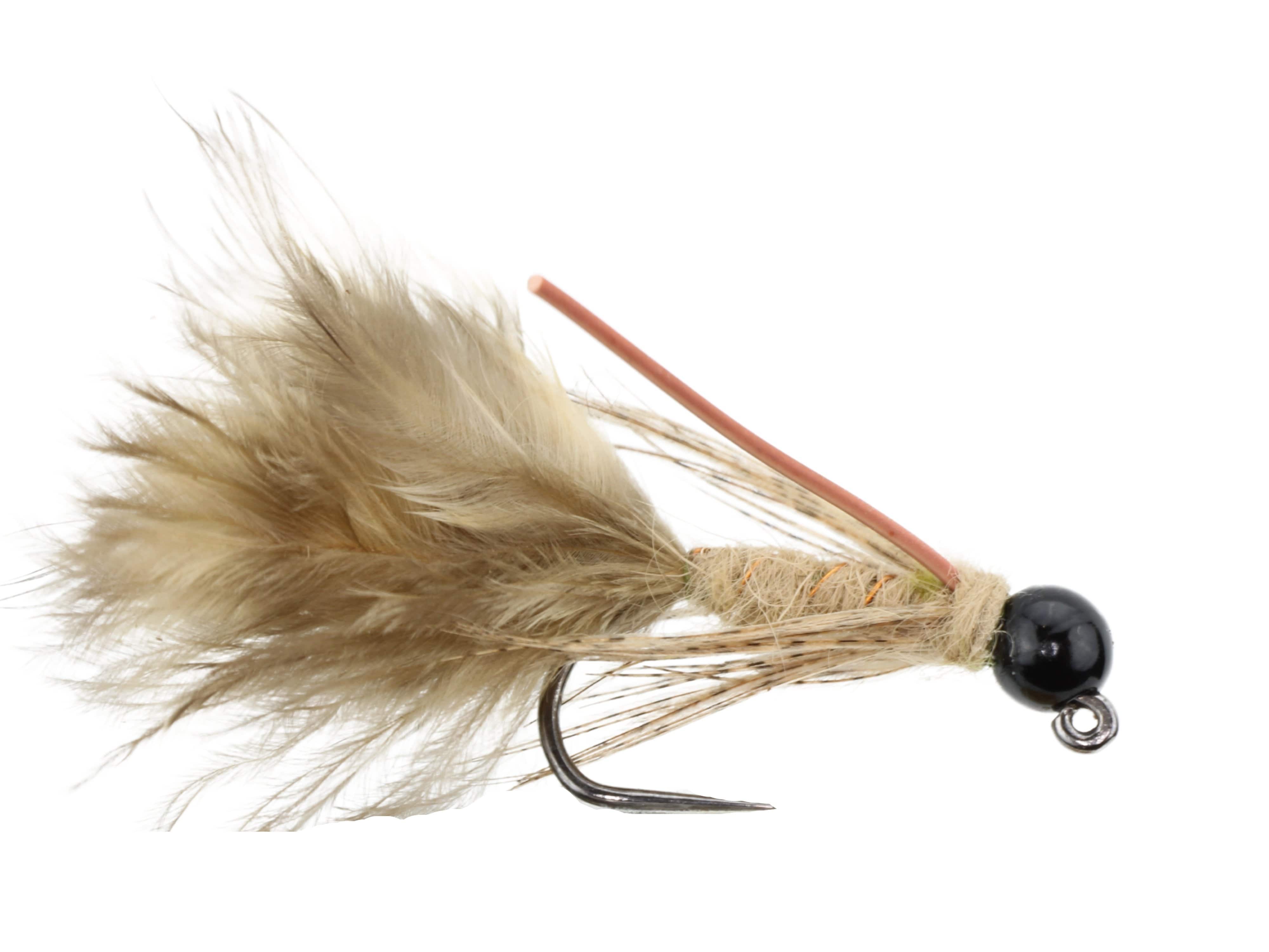 Wild Water Fly Fishing Tungsten Bead Head Tan Wooly Bugger with Rubber Legs, Size 10, Qty. 6