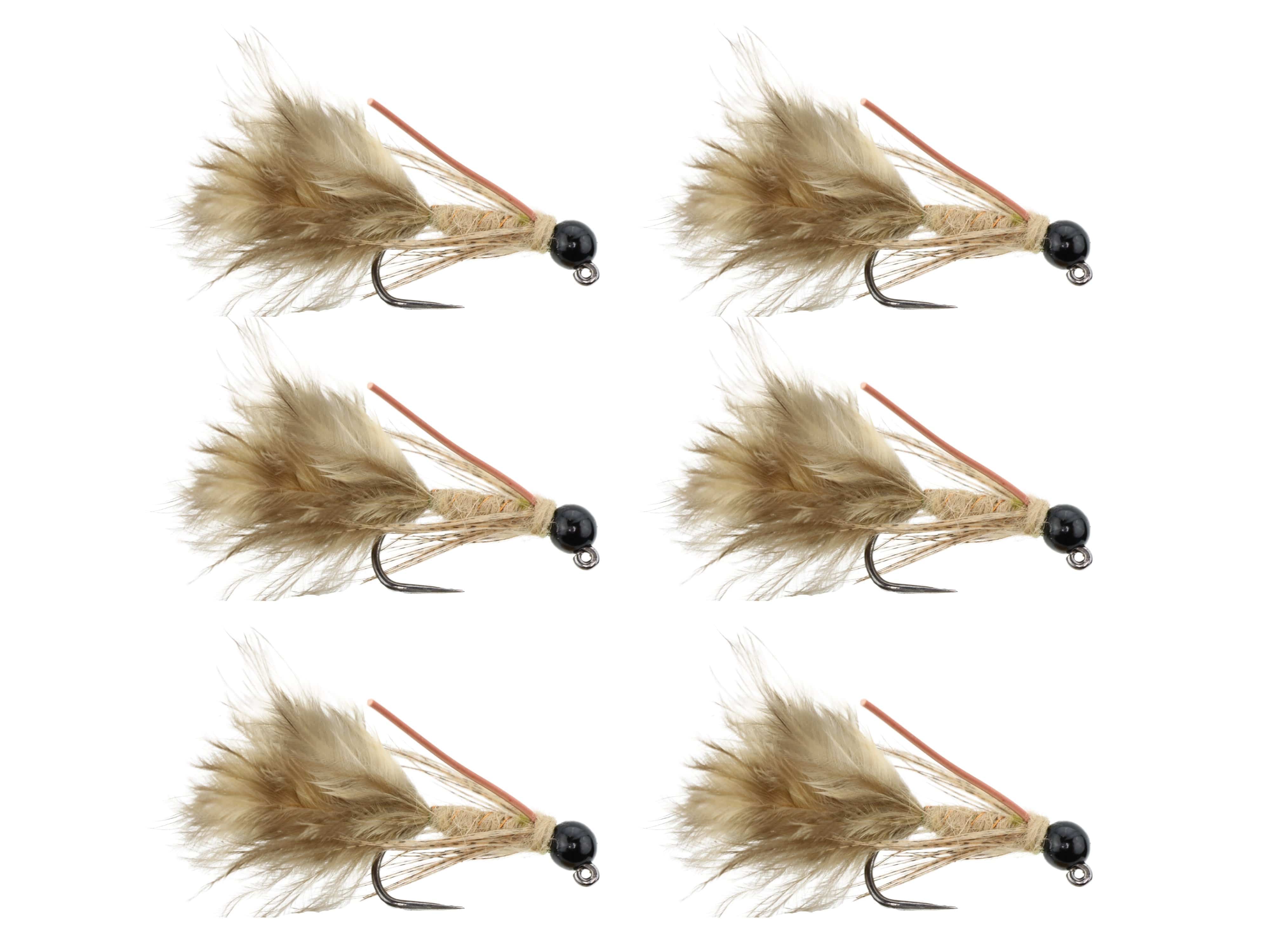 Wild Water Fly Fishing Tungsten Bead Head Tan Wooly Bugger with Rubber Legs, Size 10, Qty. 6