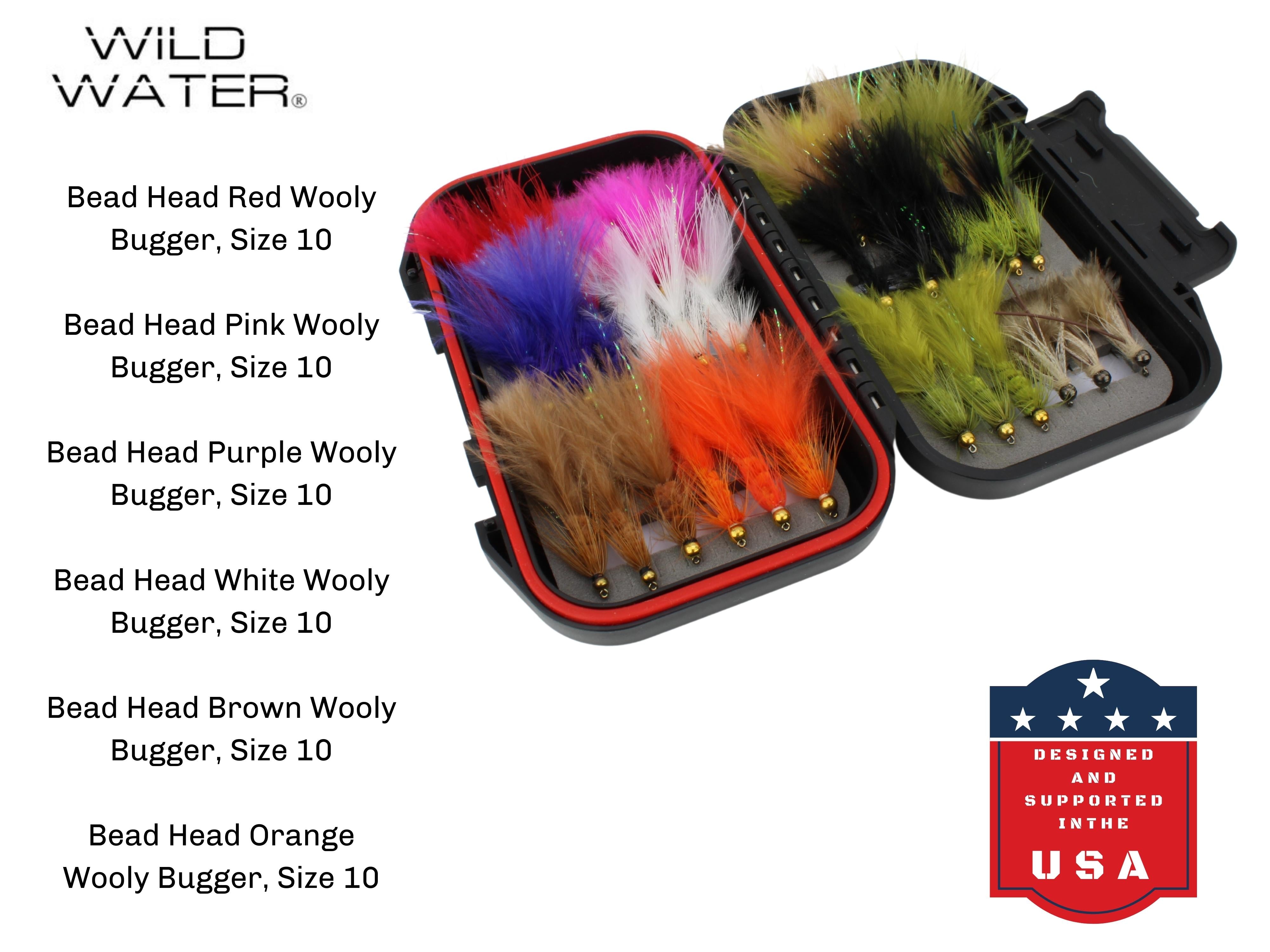 Wild Water Wooly Bugger Fly Assortment, 36 Flies with Small Fly Box