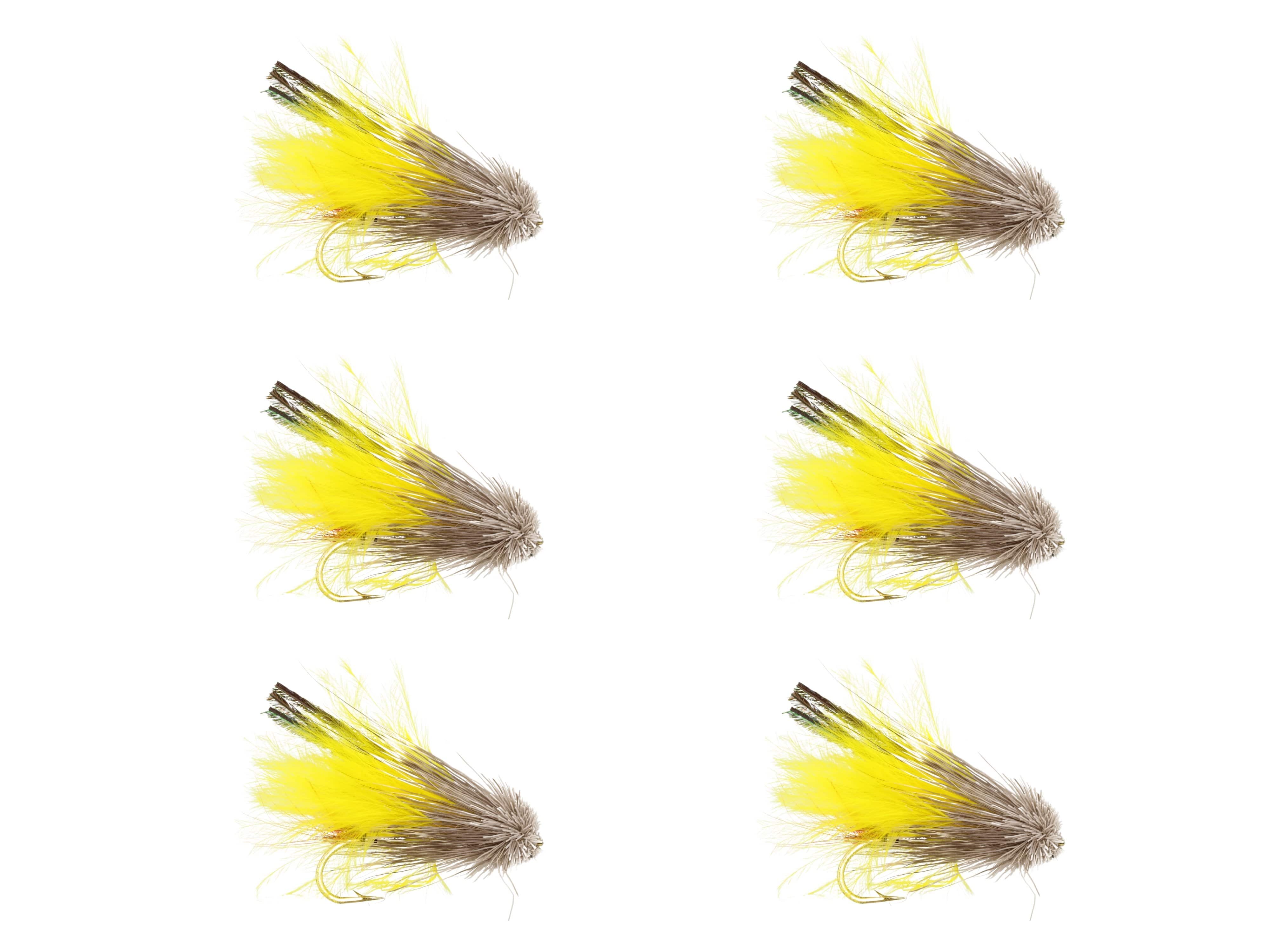 Wild Water Fly Fishing Yellow Marabou Muddler Minnow, Size 8, Qty. 6