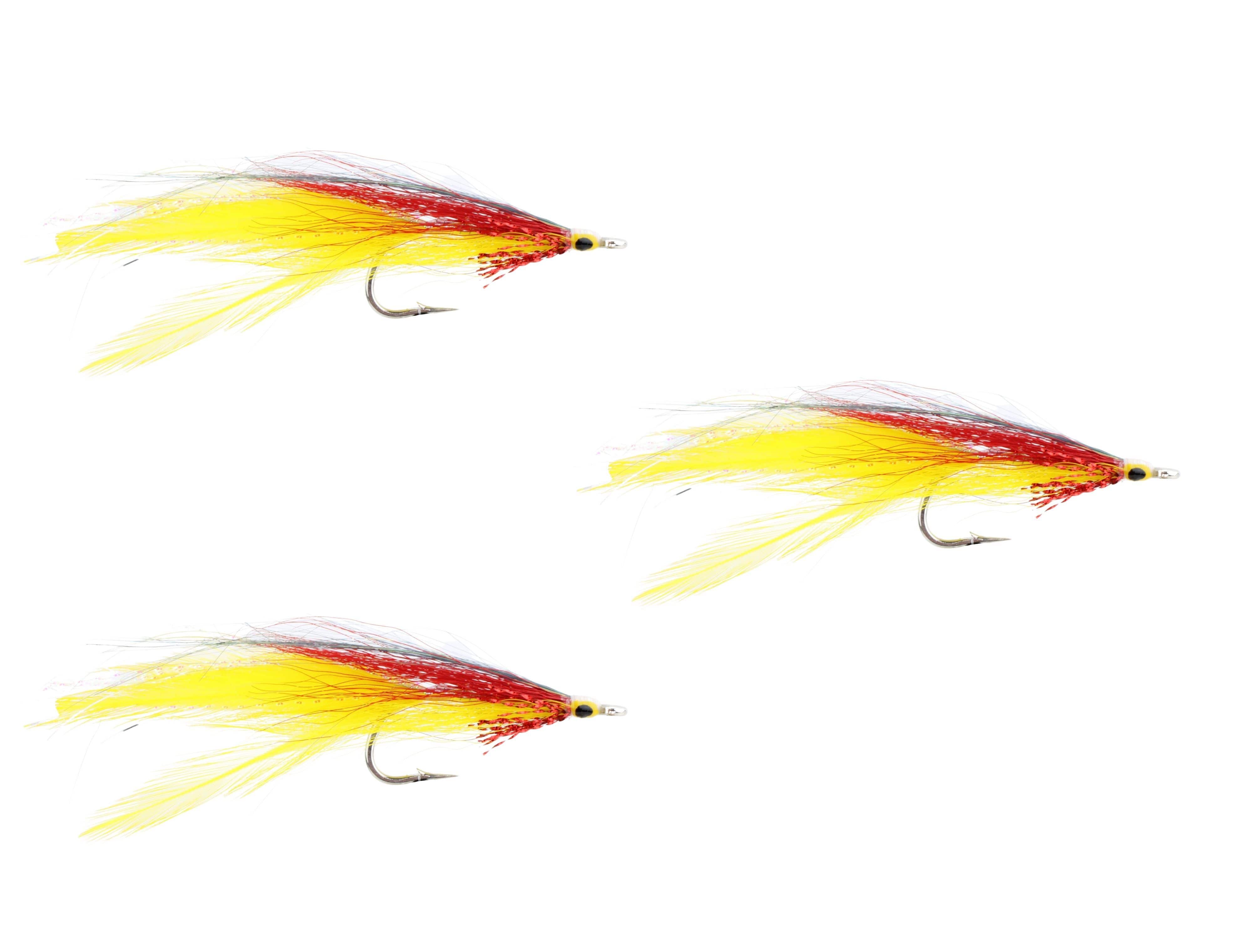 Wild Water Fly Fishing Yellow and Red Deceiver, size 2/0, qty. 3