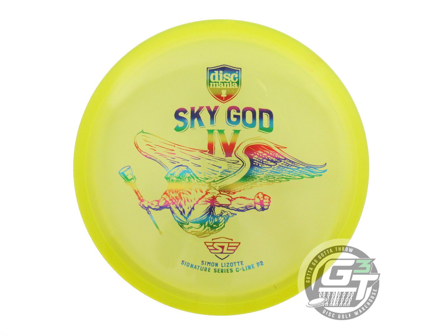 USED DiscMania SKY GOD 4 C-Line P2 176g Yellow Rainbow Foil Putter Golf Disc