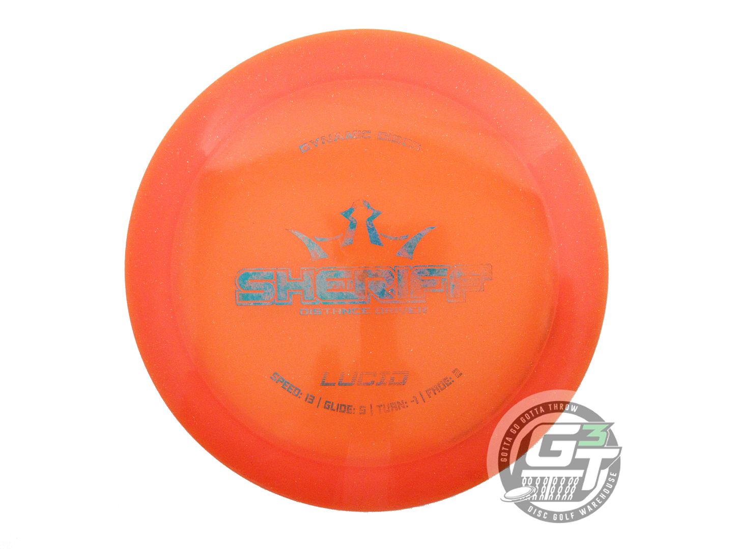 USED Dynamic Discs Lucid Sheriff 175g Orange Teal Foil Distance Driver Golf Disc