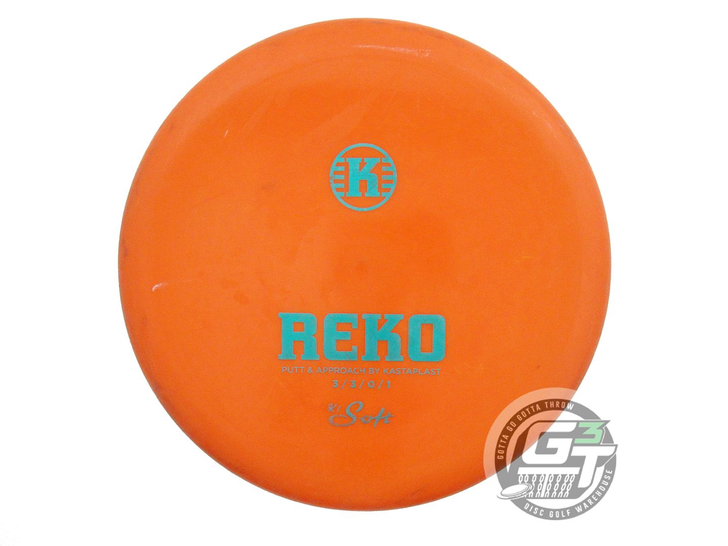 USED Kastaplast K1 Soft Reko 174g Orange Teal Foil Putter Golf Disc
